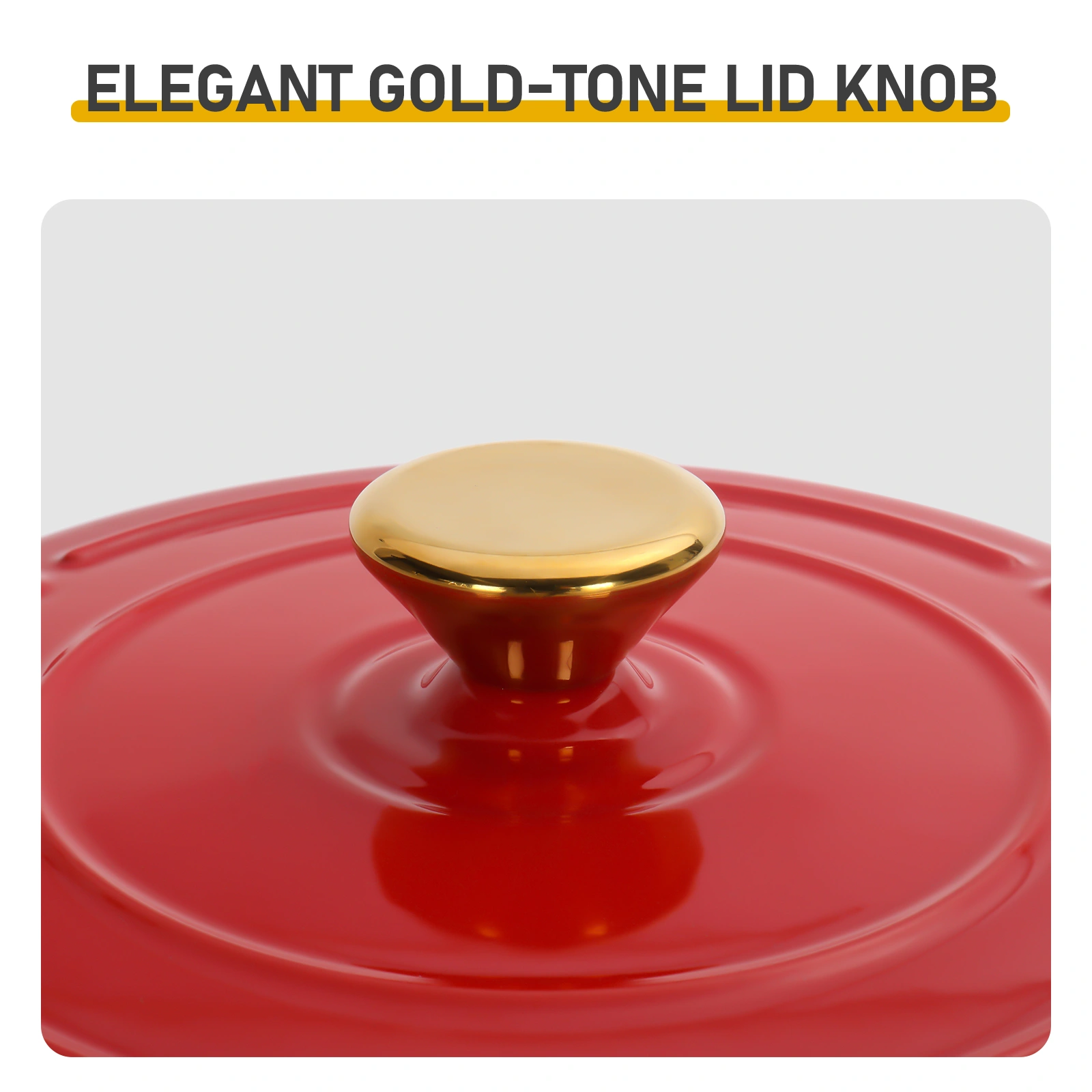 Cast iron 6QT cooking pot - Gradient red - Includes two silicone gloves - Enamel pot view 7