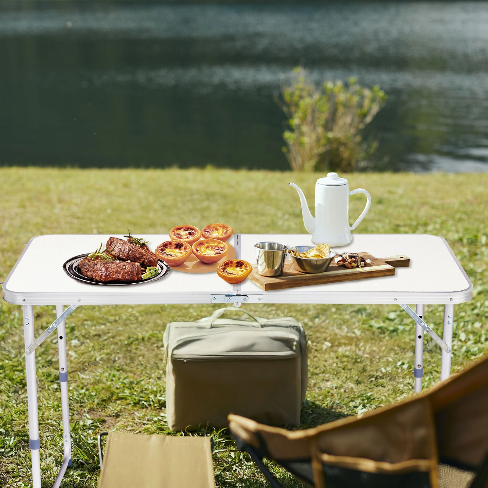 120 x 60 x 70 4Ft Portable Multipurpose Folding Table White view 2