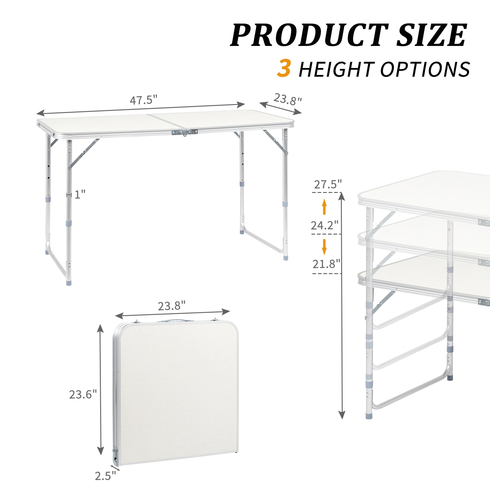 120 x 60 x 70 4Ft Portable Multipurpose Folding Table White view 28
