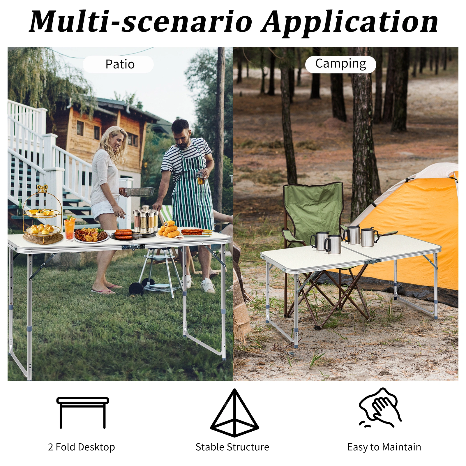 120 x 60 x 70 4Ft Portable Multipurpose Folding Table White view 33