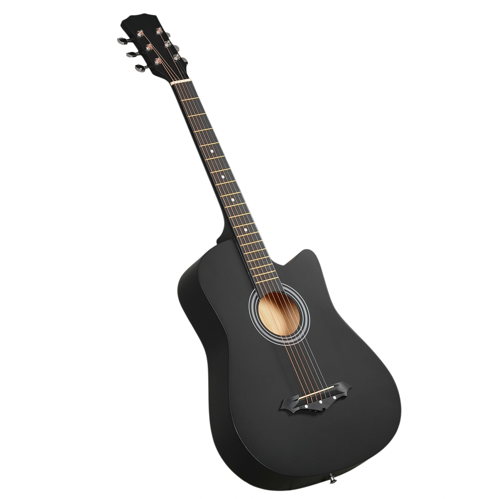 Matte Black 38-inch Acoustic Guitar with Picks, Strings, Capo, Case, Tuner, and Strap view 2