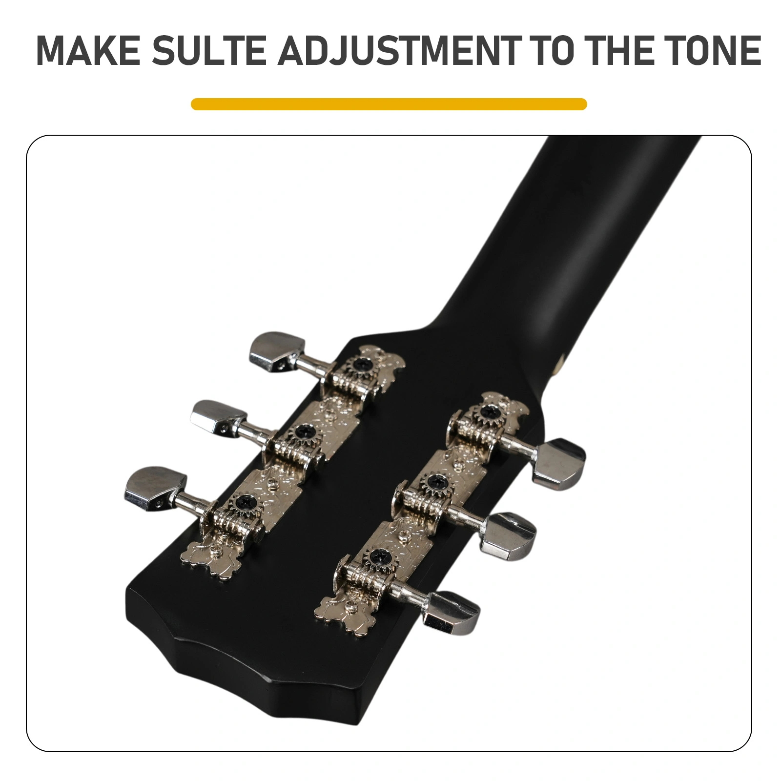 Matte Black 38-inch Acoustic Guitar with Picks, Strings, Capo, Case, Tuner, and Strap view 4