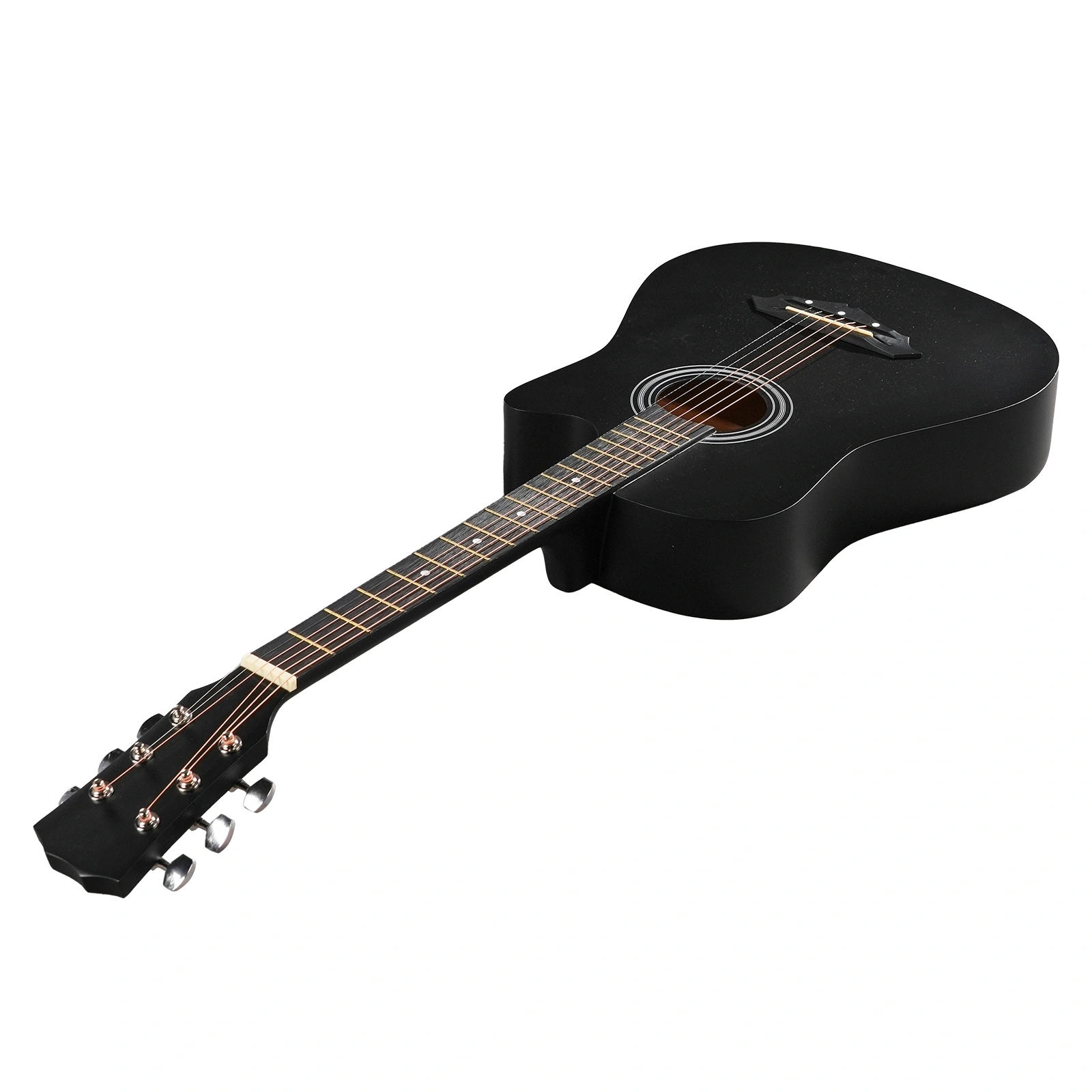 Matte Black 38-inch Acoustic Guitar with Picks, Strings, Capo, Case, Tuner, and Strap view 5