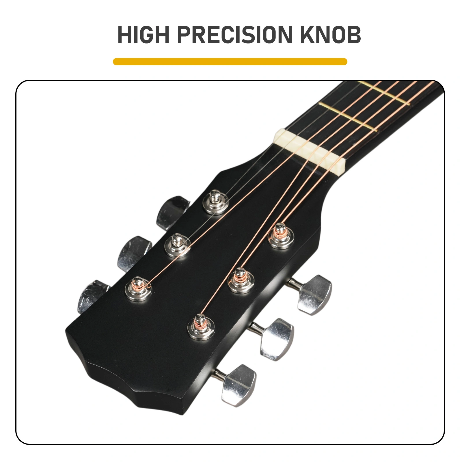 Matte Black 38-inch Acoustic Guitar with Picks, Strings, Capo, Case, Tuner, and Strap view 7