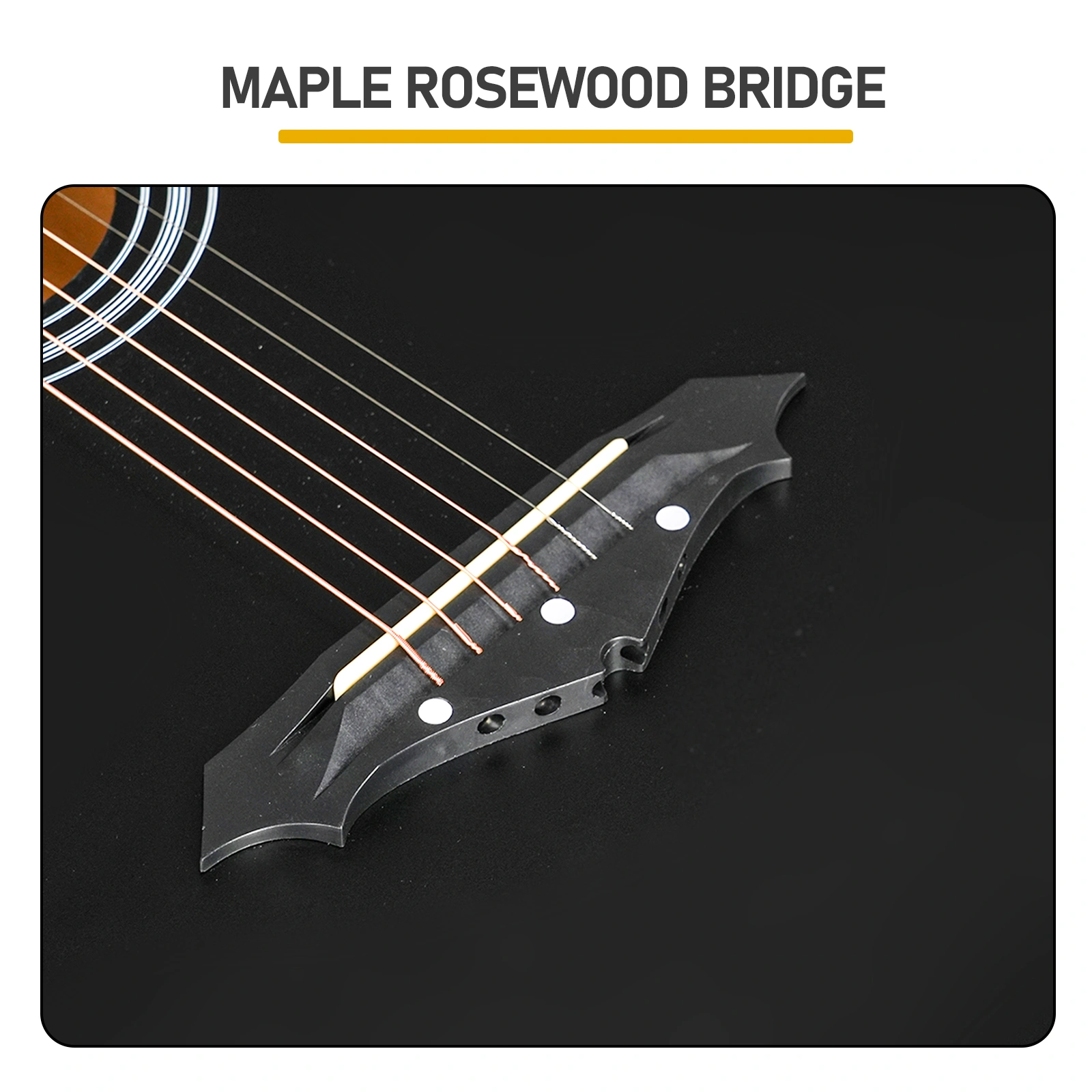 Matte Black 38-inch Acoustic Guitar with Picks, Strings, Capo, Case, Tuner, and Strap view 9
