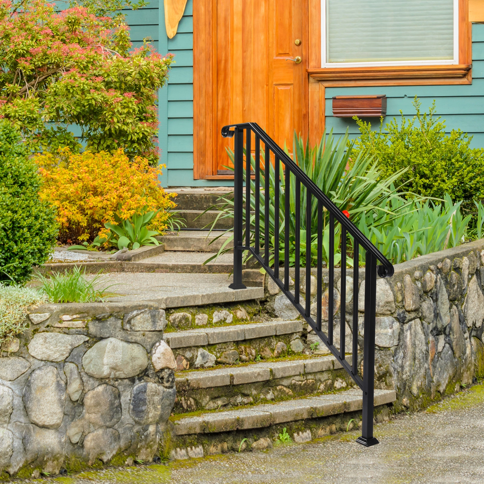 Artisasset Matte Black Outdoor 4 Level Iron Handrail view 12