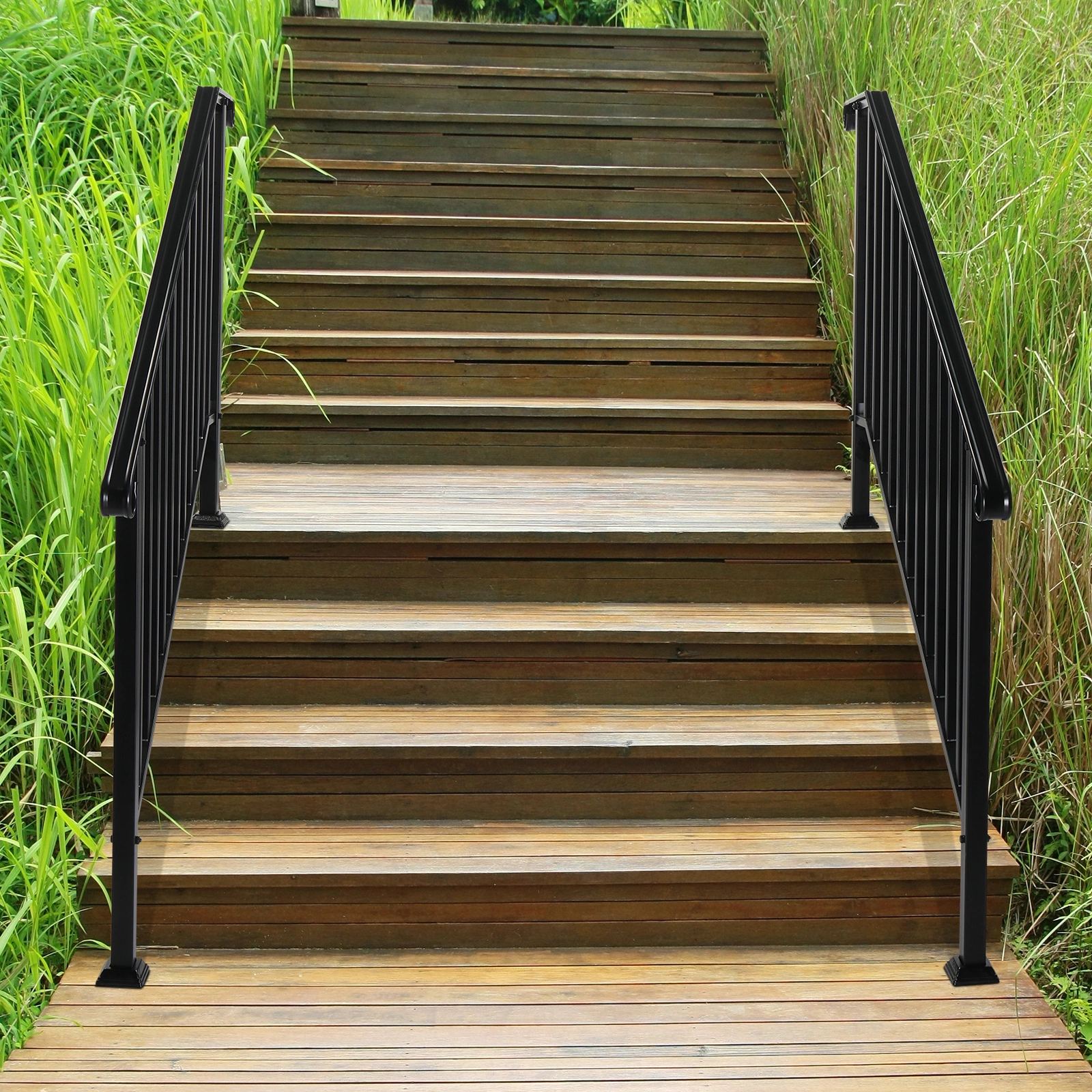 Artisasset Matte Black Outdoor 4 Level Iron Handrail view 14