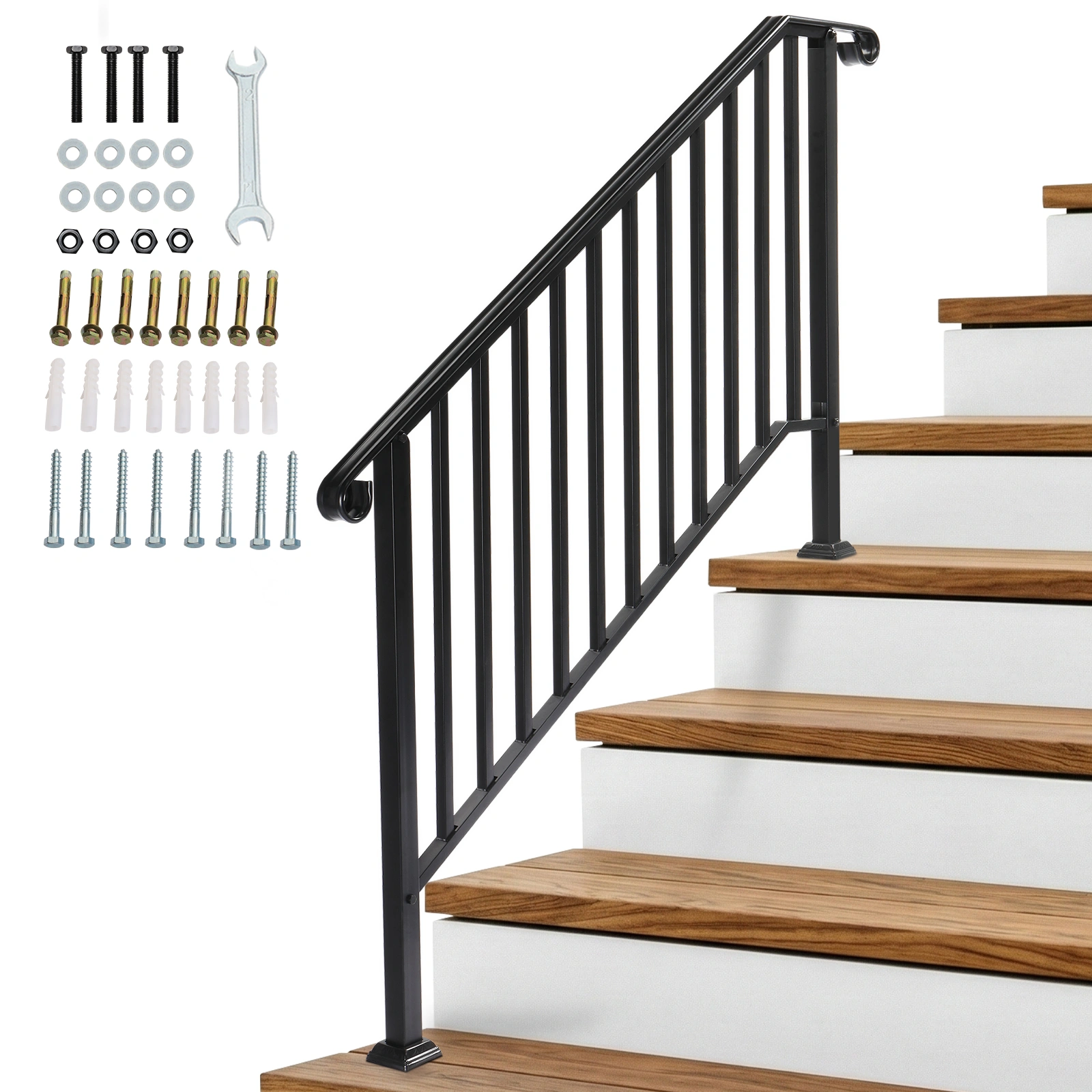 Artisasset Matte Black Outdoor 4 Level Iron Handrail view 17