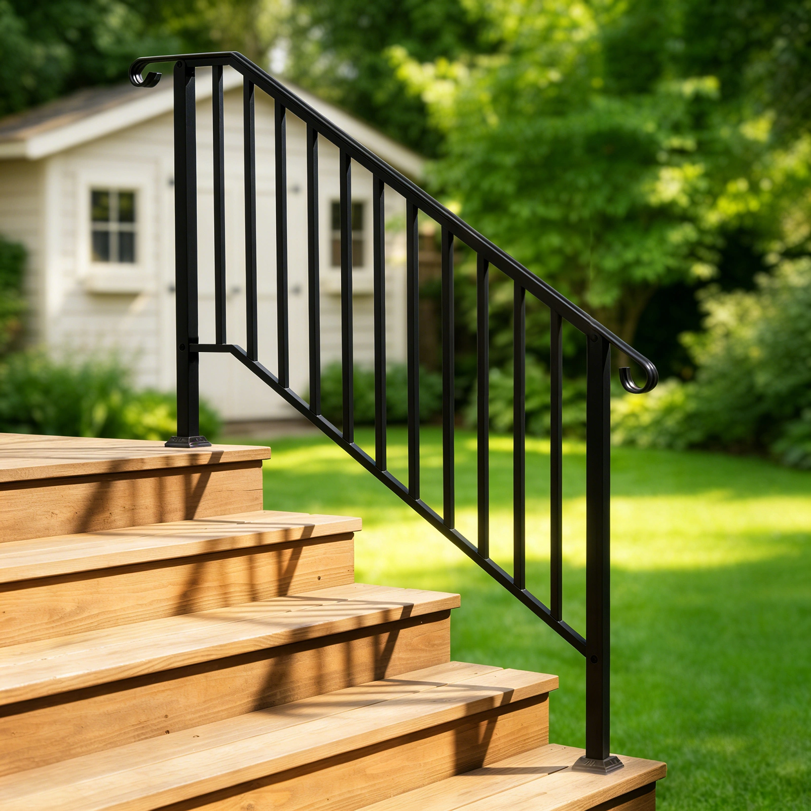 Artisasset Matte Black Outdoor 4 Level Iron Handrail view 20