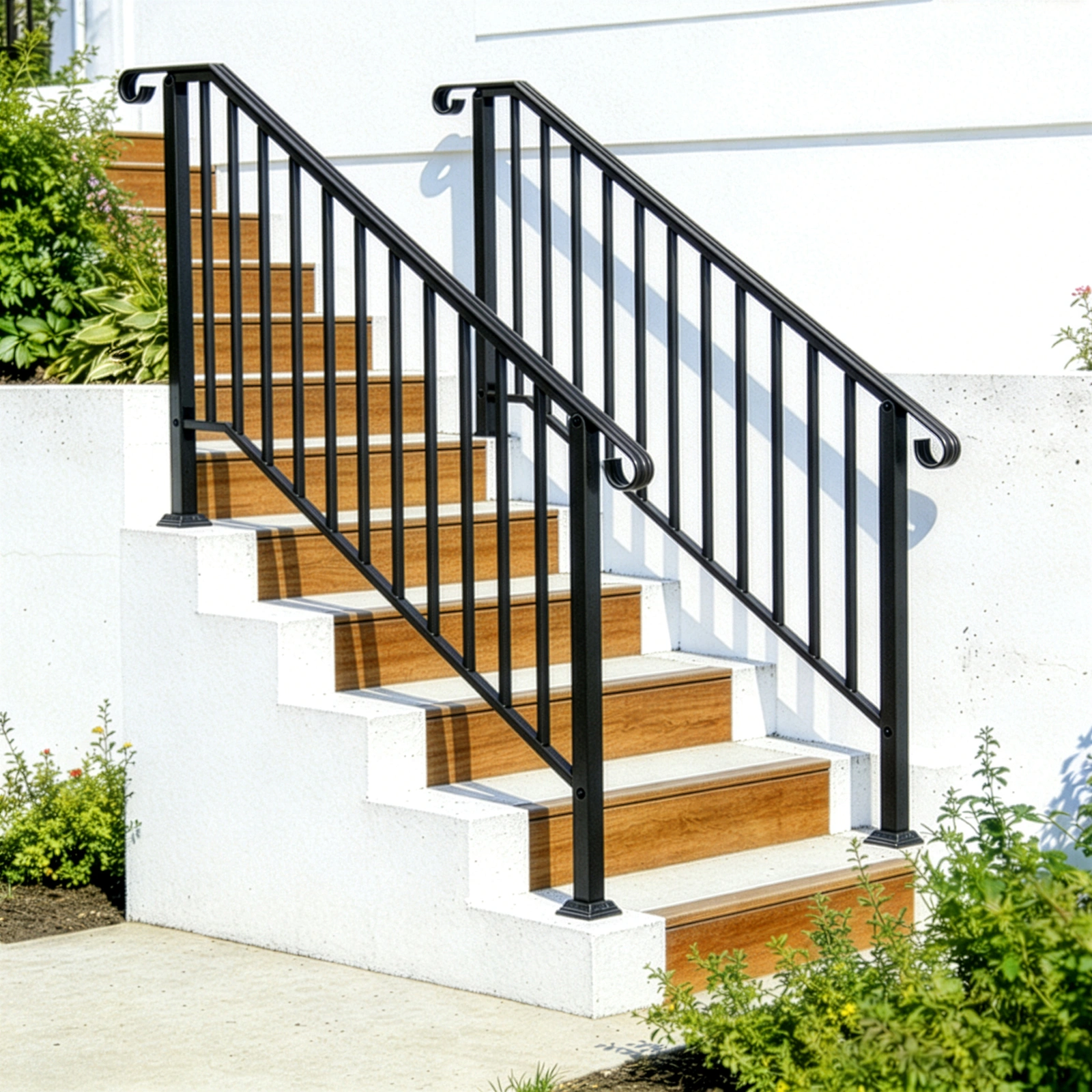 Artisasset Matte Black Outdoor 4 Level Iron Handrail view 23