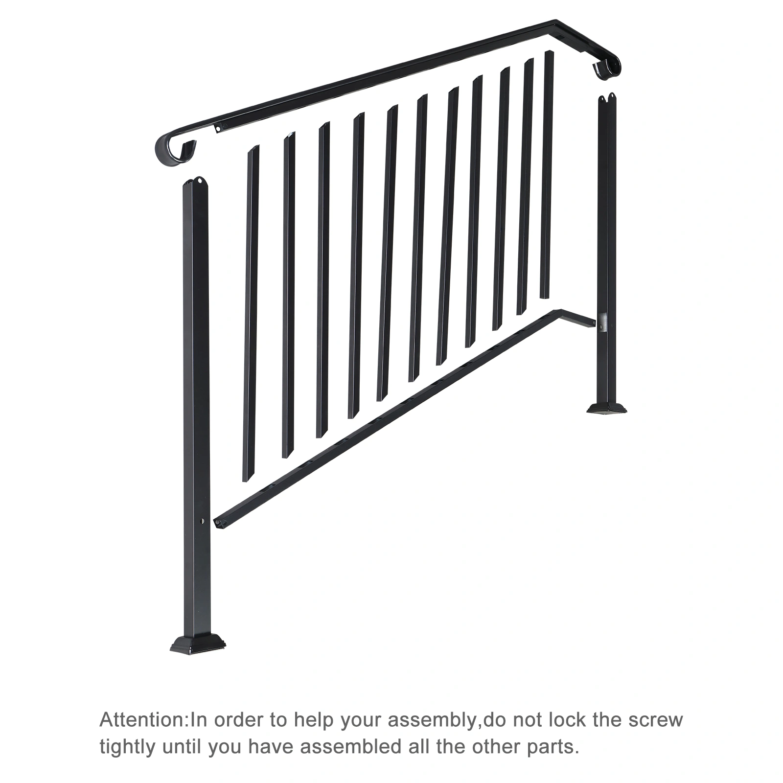 Artisasset Matte Black Outdoor 4 Level Iron Handrail view 5