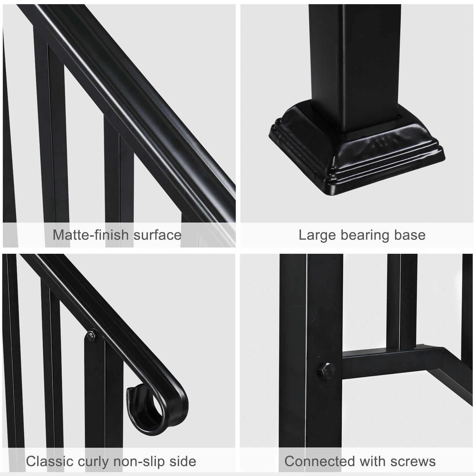 Artisasset Matte Black Outdoor 4 Level Iron Handrail view 7