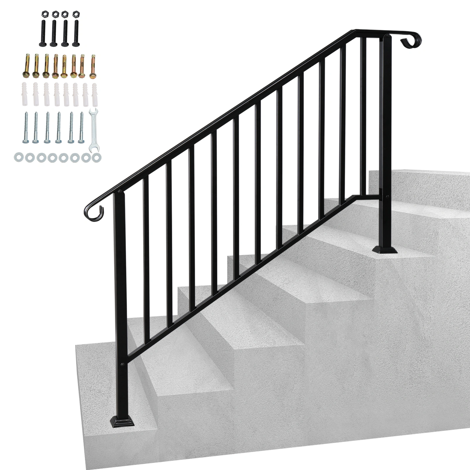 Artisasset Matte Black Outdoor 4 Level Iron Handrail view 8
