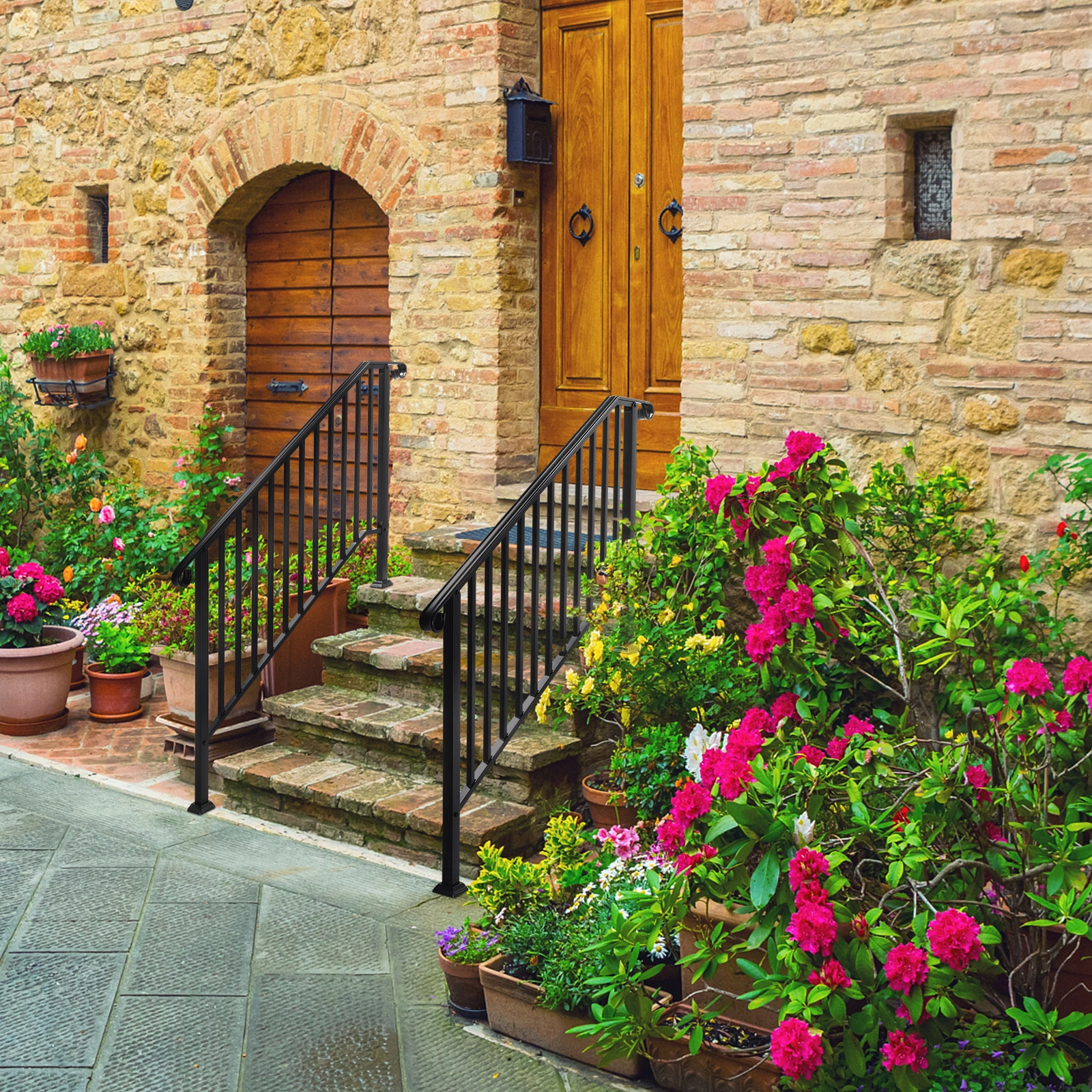Artisasset Matte Black Outdoor 4 Level Iron Handrail view 9