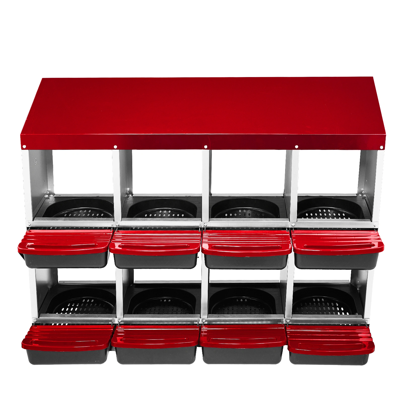 Chicken Nesting Box, 8 Compartment Roll Away Nesting Box for Laying Eggs, Wall Mount Chicken Nesting Boxes, Easy Egg Collection, Cleanable Pull Out Hen Roosting Boxes, 8 Holes, Red view 2