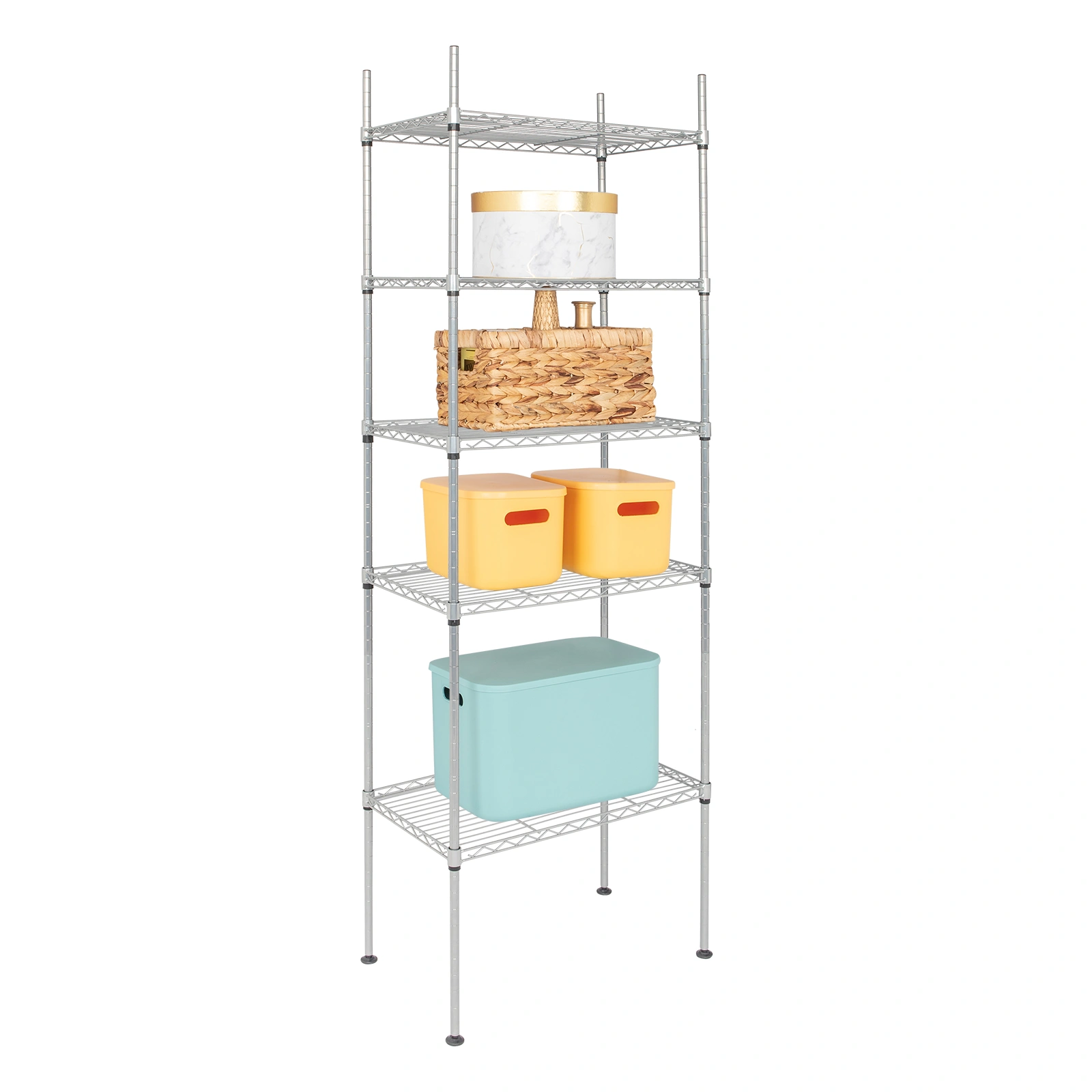 5 Tier Silver Metal Storage Rack Shelving Unit view 3