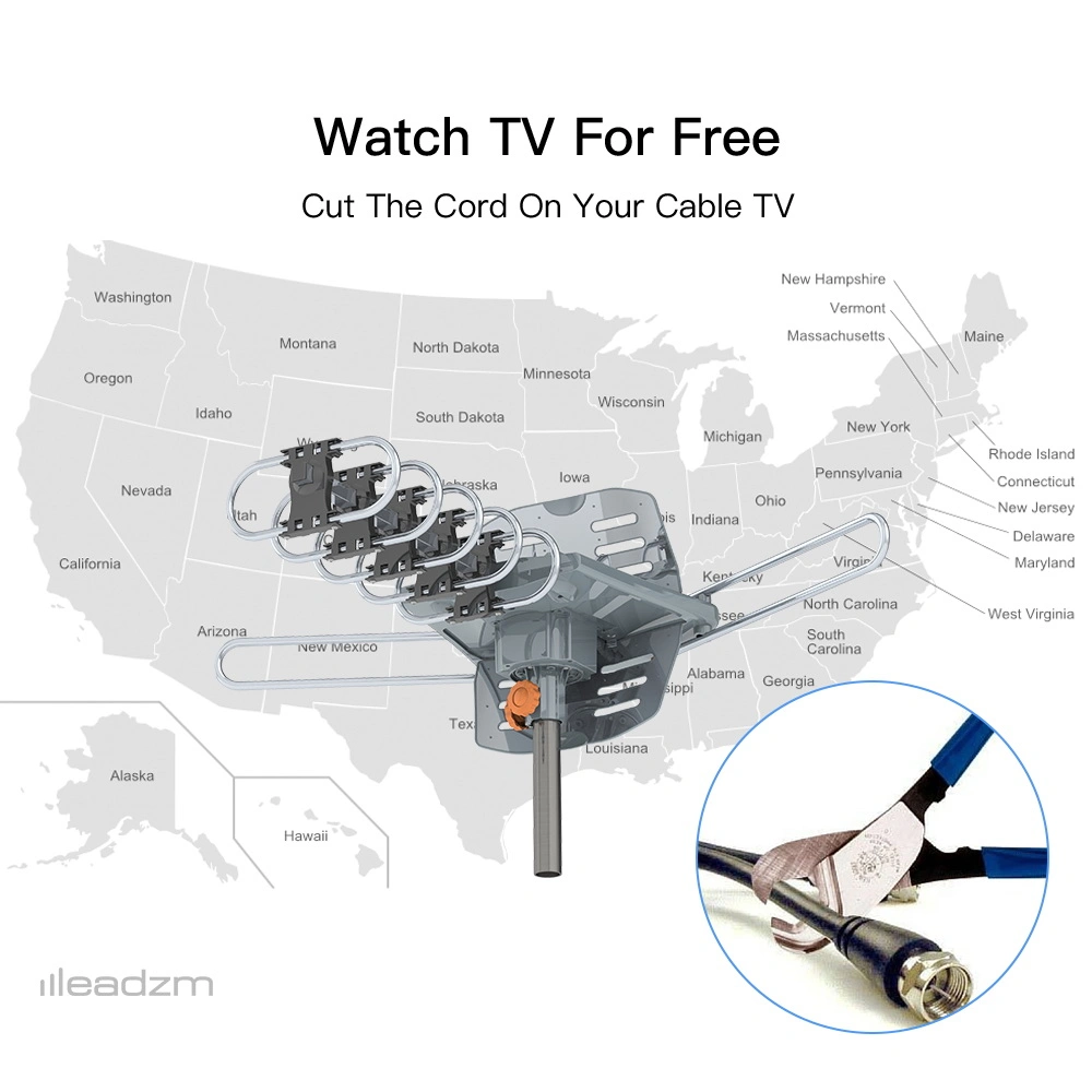 360-Degree Rotation UV Dual Bands 28-36dB Outdoor Antenna Install-free Guide without Stand view 15