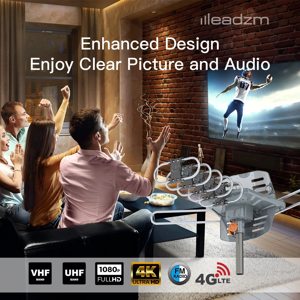 360-Degree Rotation UV Dual Bands 28-36dB Outdoor Antenna Install-free Guide without Stand view 17