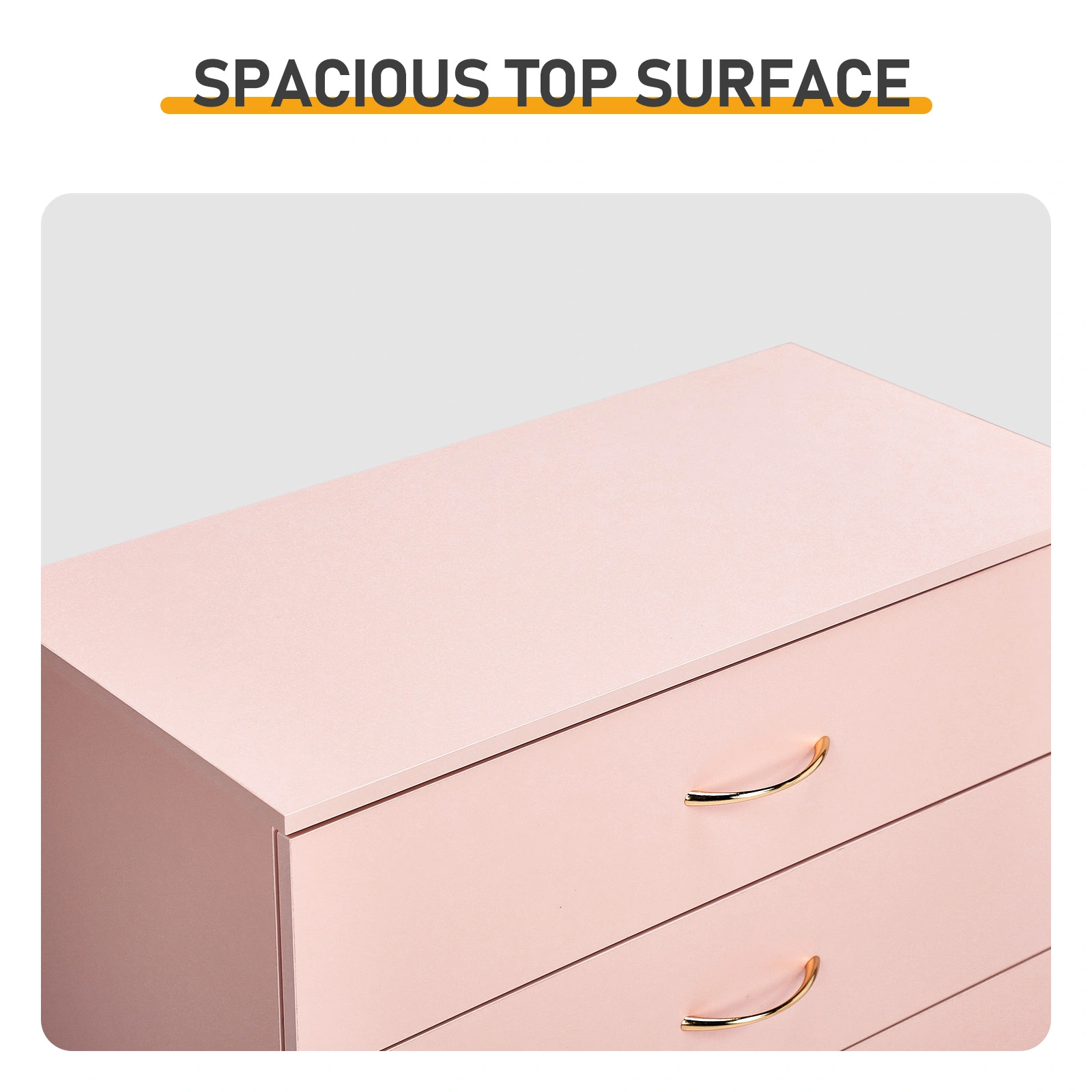 25.98"*12.99"*30.42" 4-Drawer Cabinet Faux Rose Gold Handles Pink view 6
