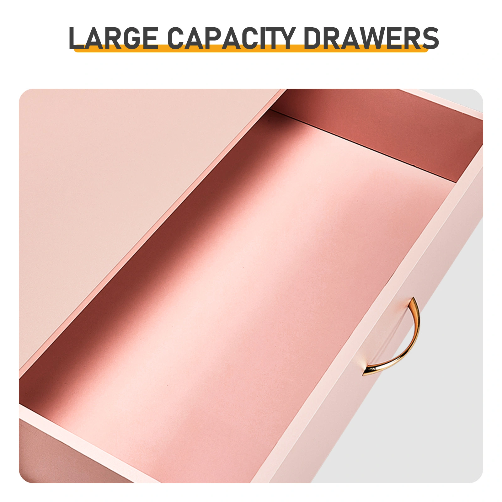 25.98"*12.99"*30.42" 4-Drawer Cabinet Faux Rose Gold Handles Pink view 7