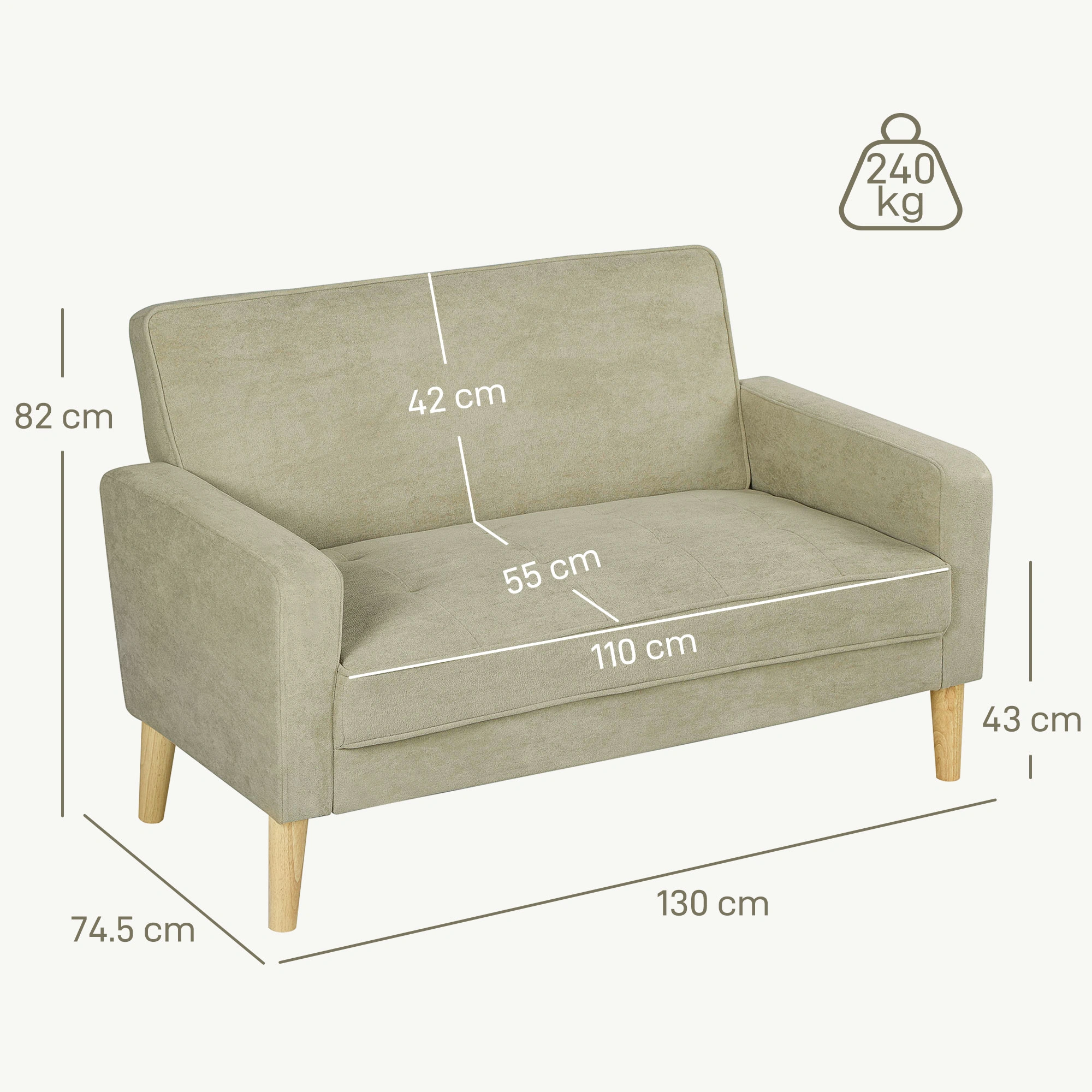 Modern Sofa Chair Accent Chair with Ottoman, Living Room Reading Chair, Compact Armchair for Bedroom, Apartment, Small Spaces view 2