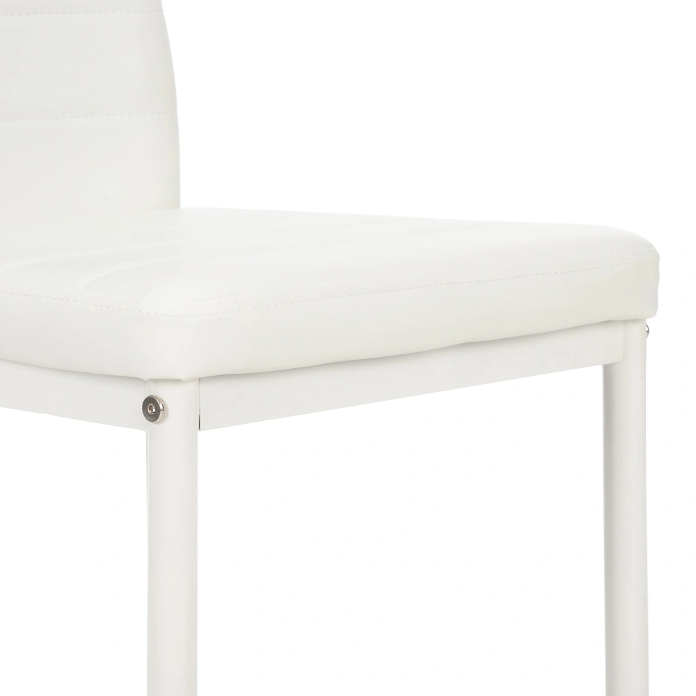 4pcs White Dining Chairs High Backrest Stripping Texture Assembled Upholstered Modern Chair view 16