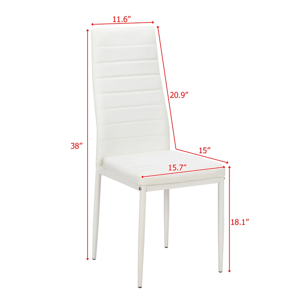 4pcs White Dining Chairs High Backrest Stripping Texture Assembled Upholstered Modern Chair view 3