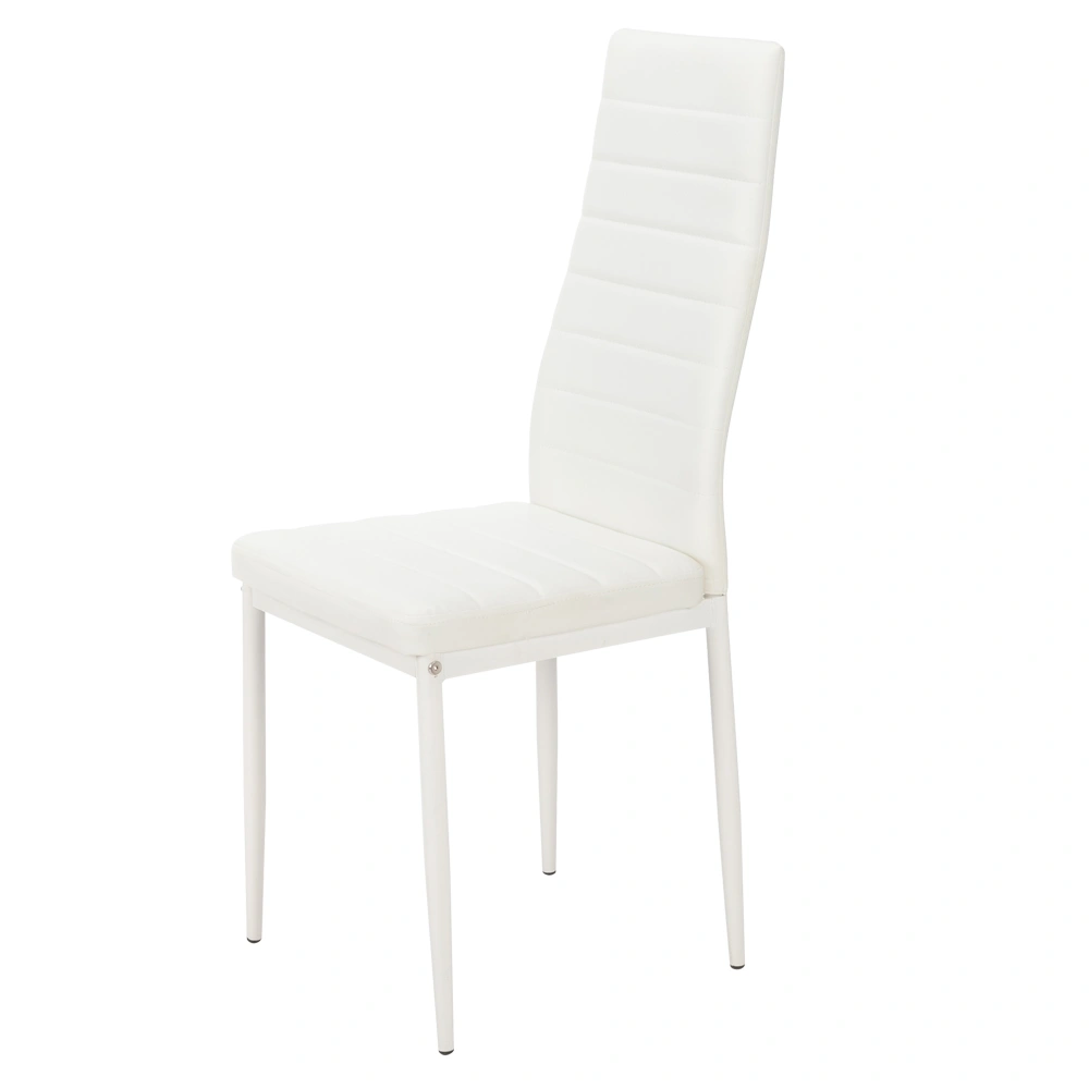 4pcs White Dining Chairs High Backrest Stripping Texture Assembled Upholstered Modern Chair view 5