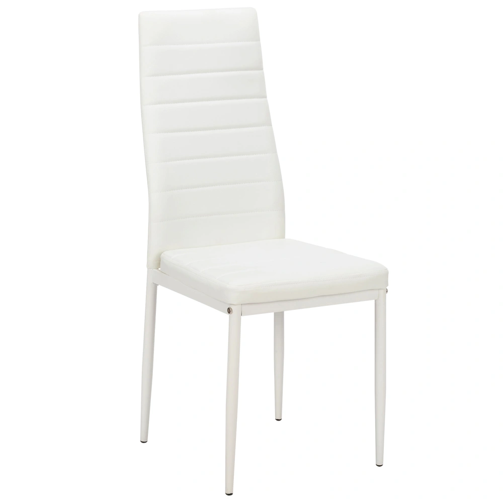 4pcs White Dining Chairs High Backrest Stripping Texture Assembled Upholstered Modern Chair view 8