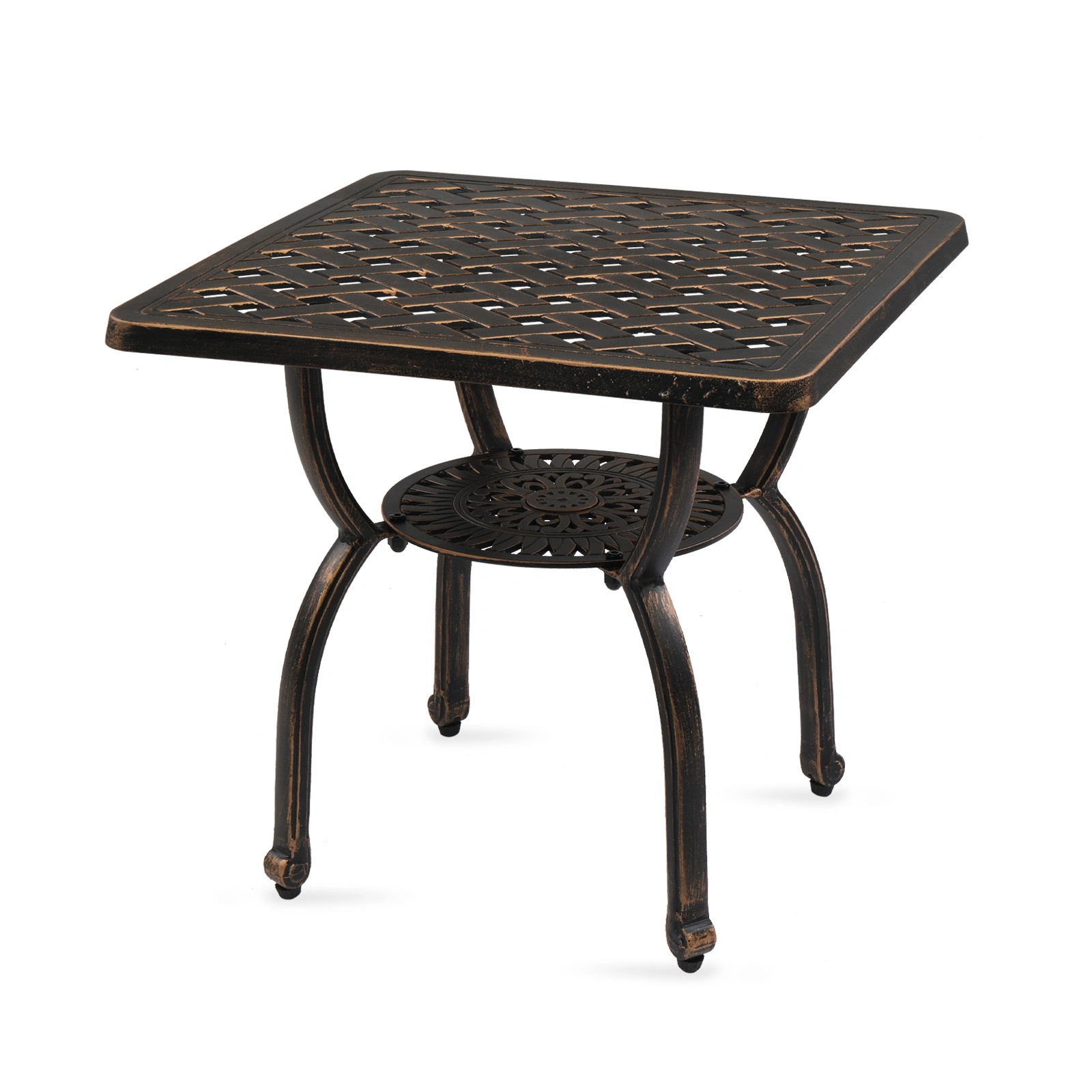 Cast Aluminum Outdoor Side Table, Anti-Rust Outdoor Square End Table, Patio Coffee Bistro Table for Indoor Garden Porch Balcony, Antique Bronze view 11