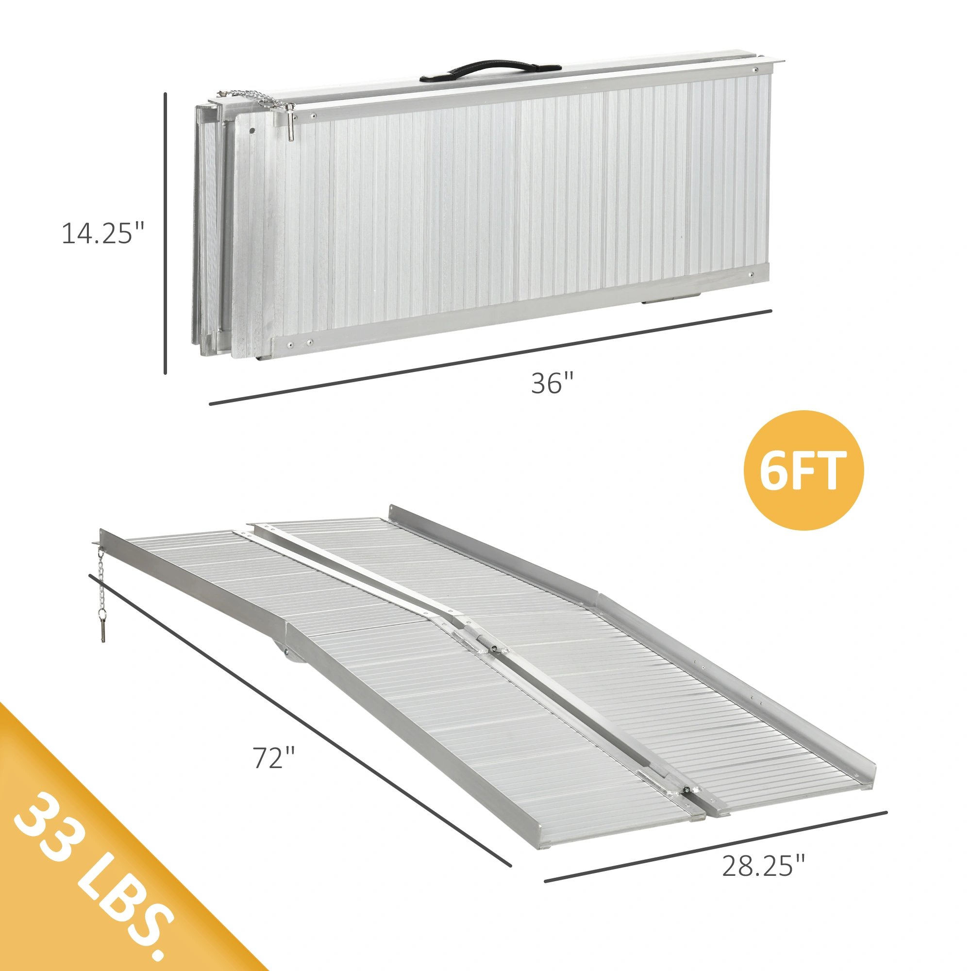 Portable Wheelchair Ramp for Cars, 48" x 16" Aluminum Folding Ramp, 700 Lb Capacity, Non-Slip Surface for Accessibility view 2