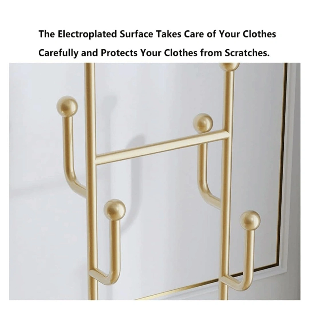 Clothing Rack, Golden Metal Freestanding Heavy Duty Clothes Rack with Marble Base, Multipurpose Garment Hanger for Bedroom, Hat, Scarf, Jacket view 5