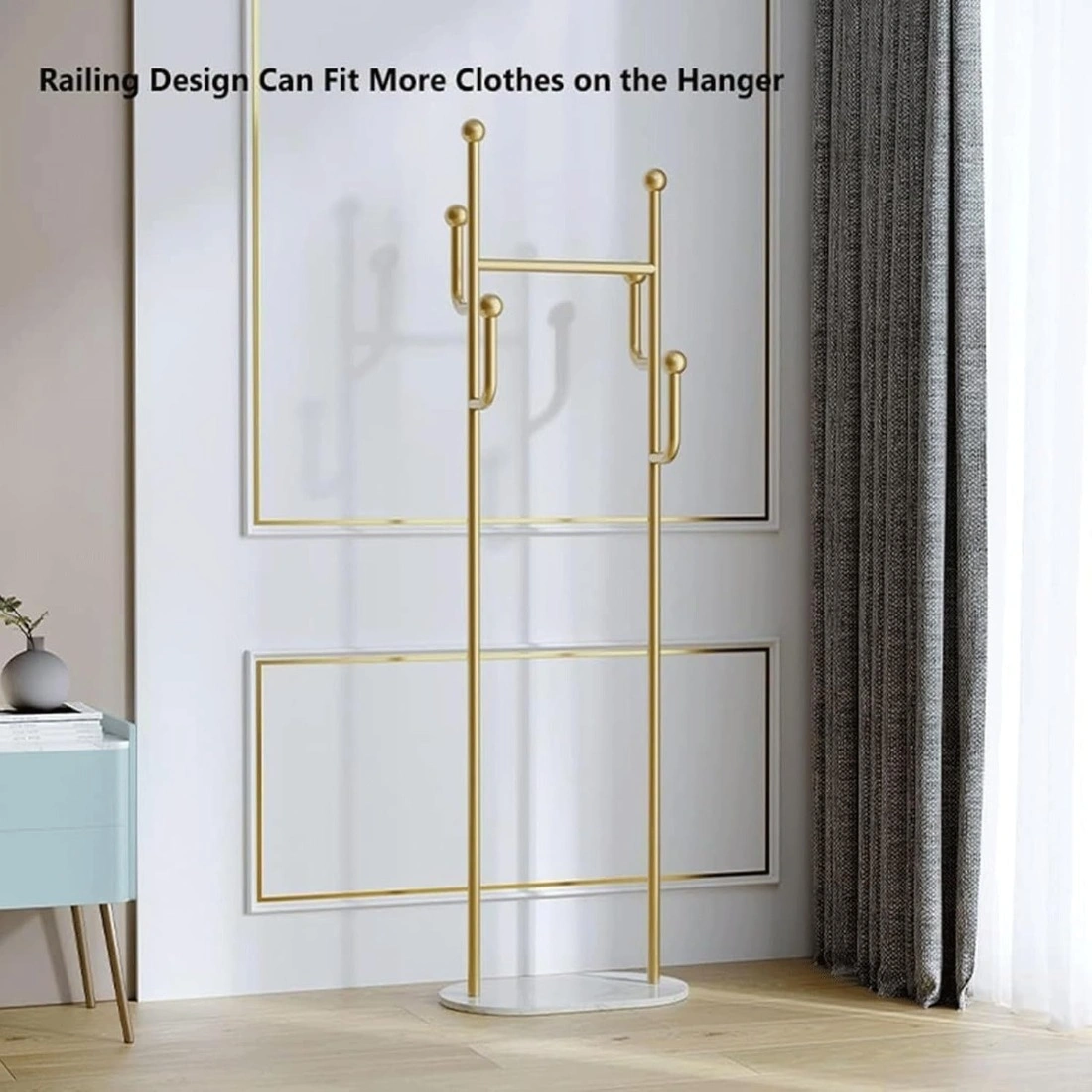 Clothing Rack, Golden Metal Freestanding Heavy Duty Clothes Rack with Marble Base, Multipurpose Garment Hanger for Bedroom, Hat, Scarf, Jacket view 6