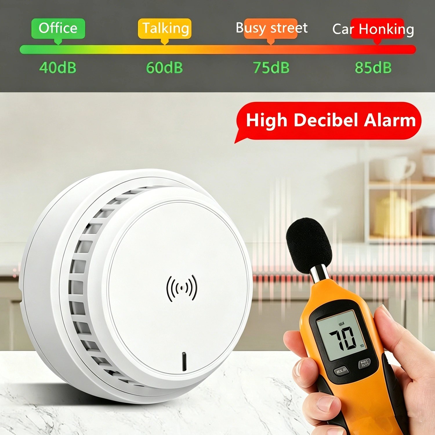 (2 Pack)Smoke Alarm Detector Home Fire Safety Sensor Alert Battery Included (products W/ battery,US Logistics For DHL Ground/ Fedex Ground. TK/TMEU only For self-pickup, self-pickup Cannot use USPS) view 10