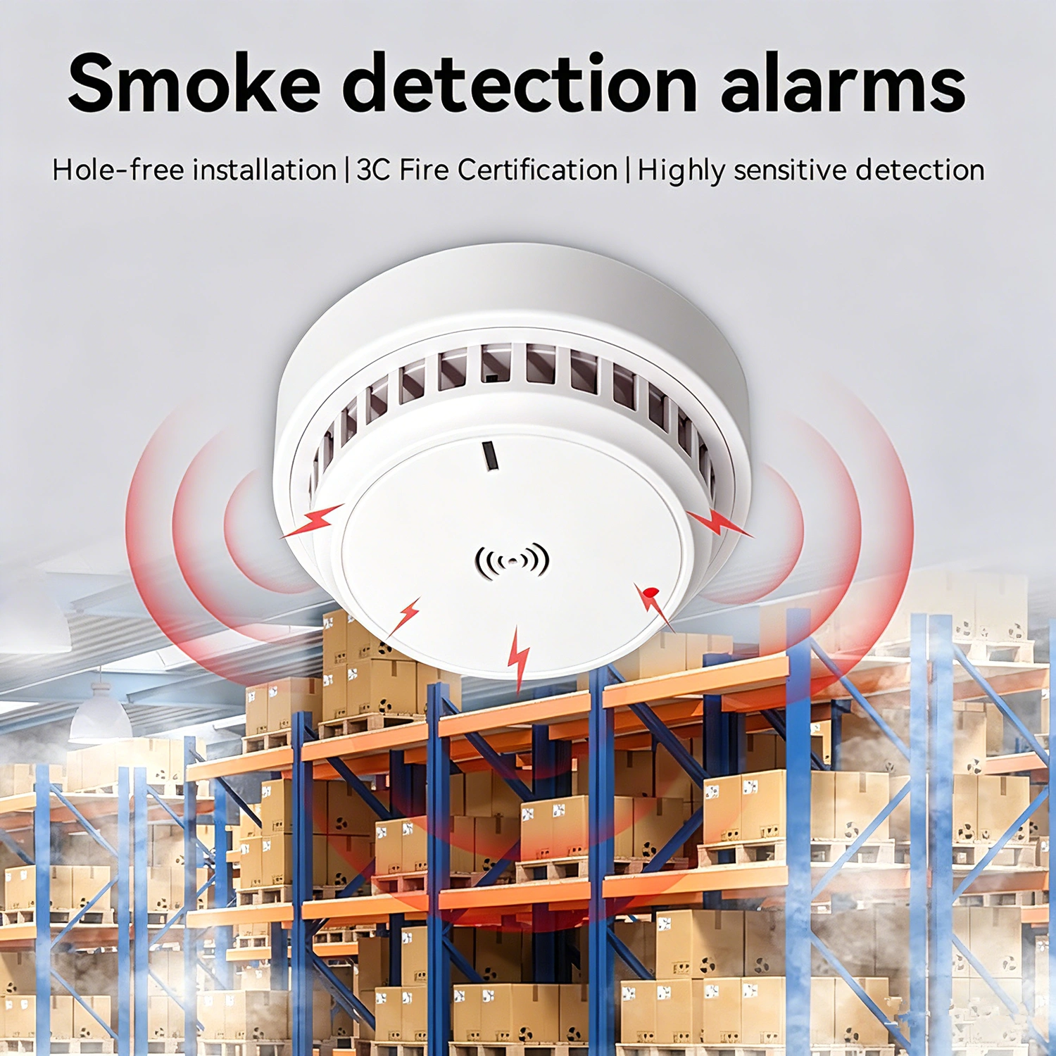 (2 Pack)Smoke Alarm Detector Home Fire Safety Sensor Alert Battery Included (products W/ battery,US Logistics For DHL Ground/ Fedex Ground. TK/TMEU only For self-pickup, self-pickup Cannot use USPS) view 8