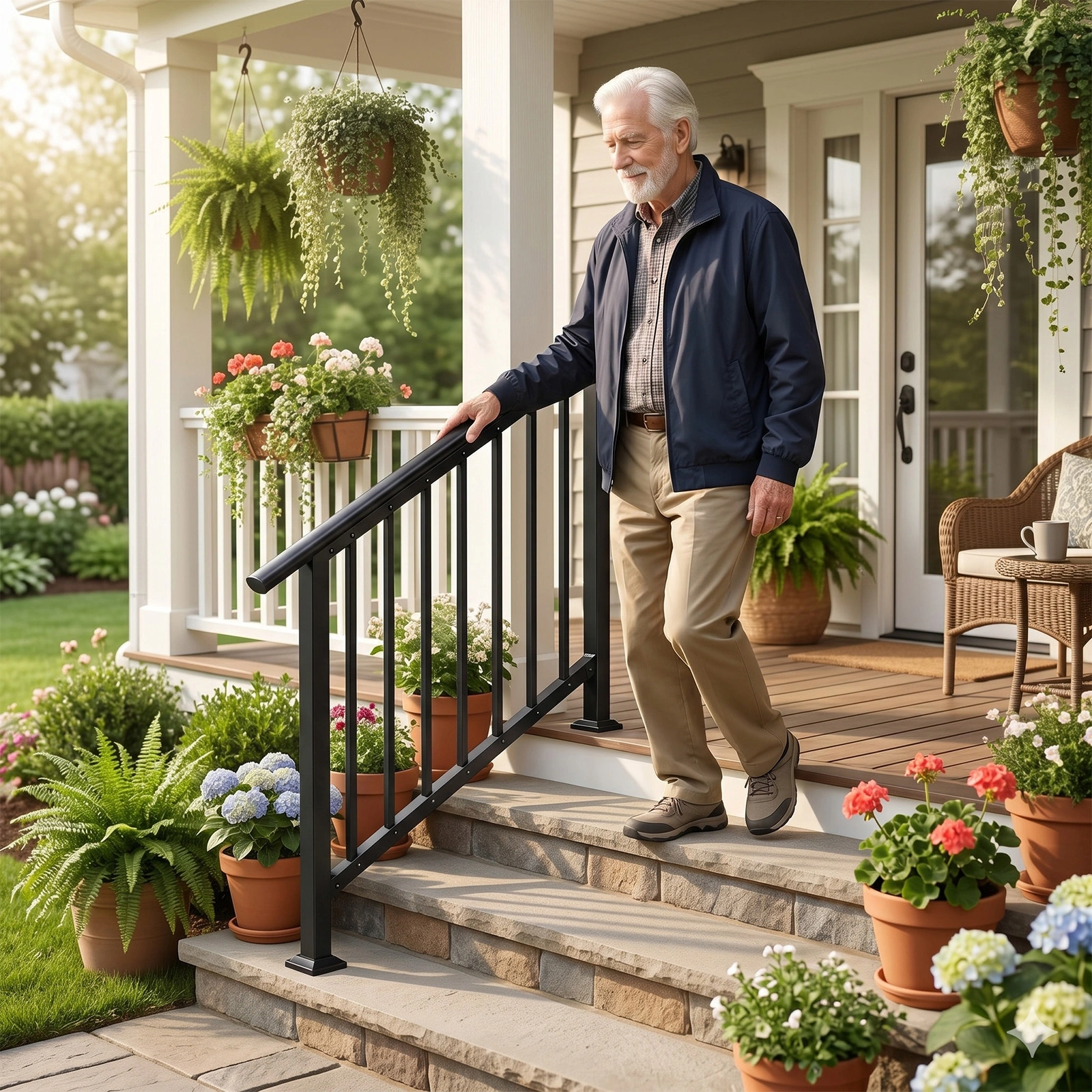 Handrails for Outdoor Steps Fits 3 to 4 Steps view 8