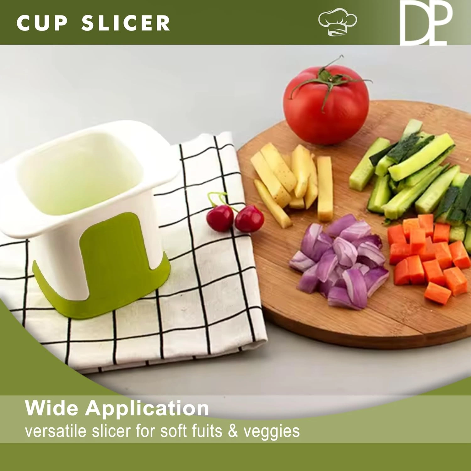 Fruit Cup Slicer Chopper - Vegetable Cutter for Strawberries, Apple, Grape, Banana - Kitchen Food Chopping Cup