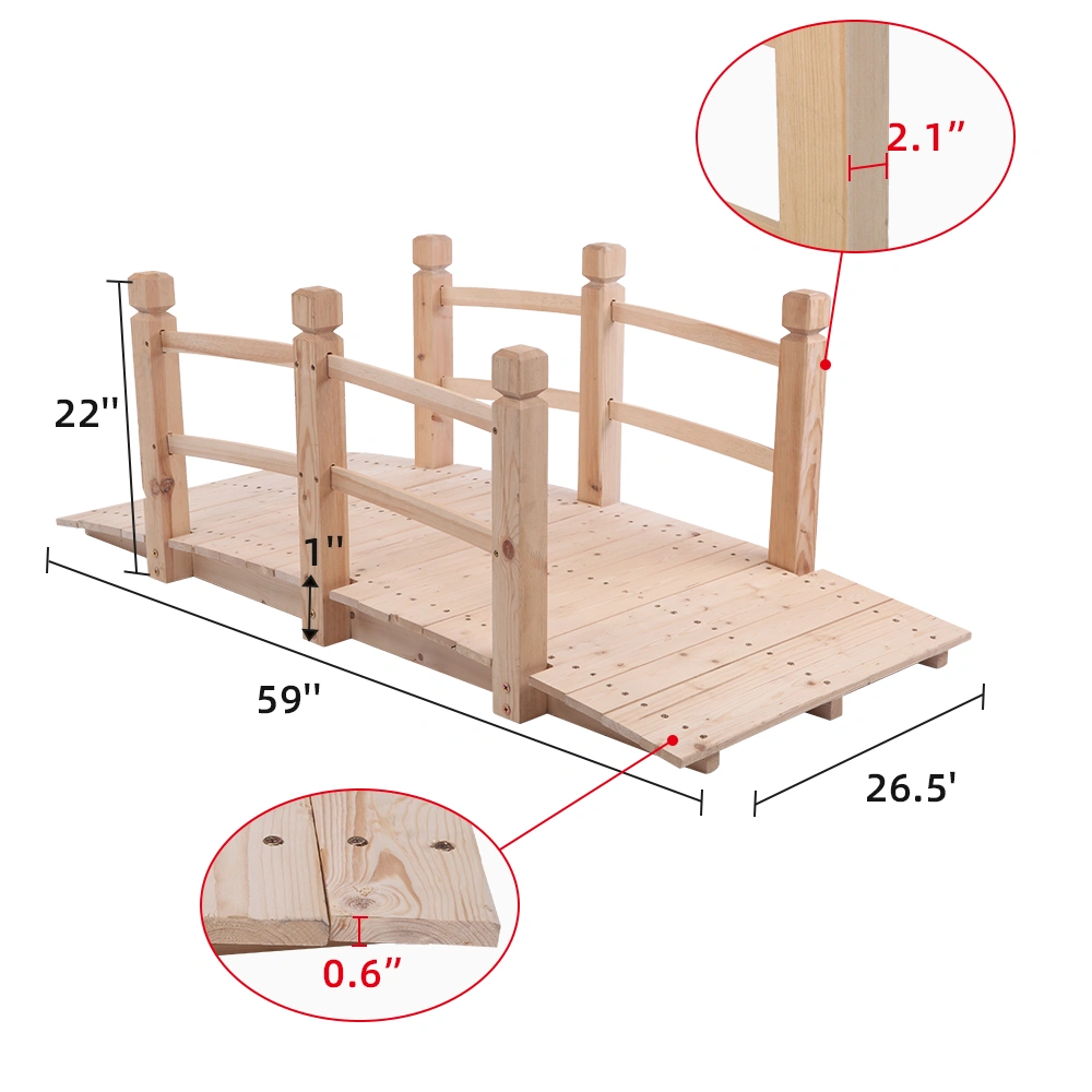 Arch Bridge Small Wooden Bridge Courtyard Outdoor Anticorrosive Wood Landscape Bridge Burlywood view 15