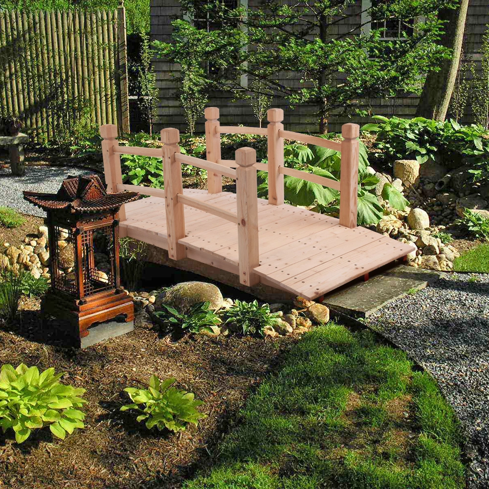 Arch Bridge Small Wooden Bridge Courtyard Outdoor Anticorrosive Wood Landscape Bridge Burlywood view 17