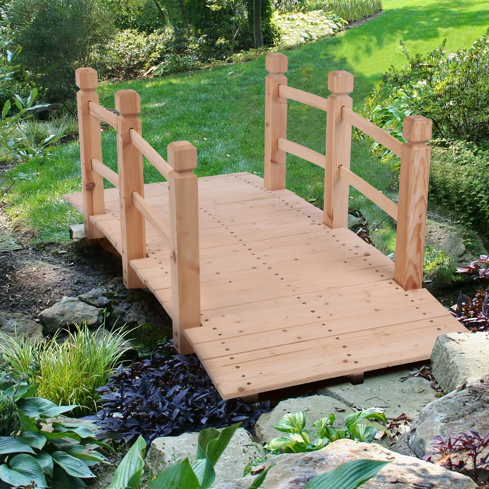 Arch Bridge Small Wooden Bridge Courtyard Outdoor Anticorrosive Wood Landscape Bridge Burlywood view 5