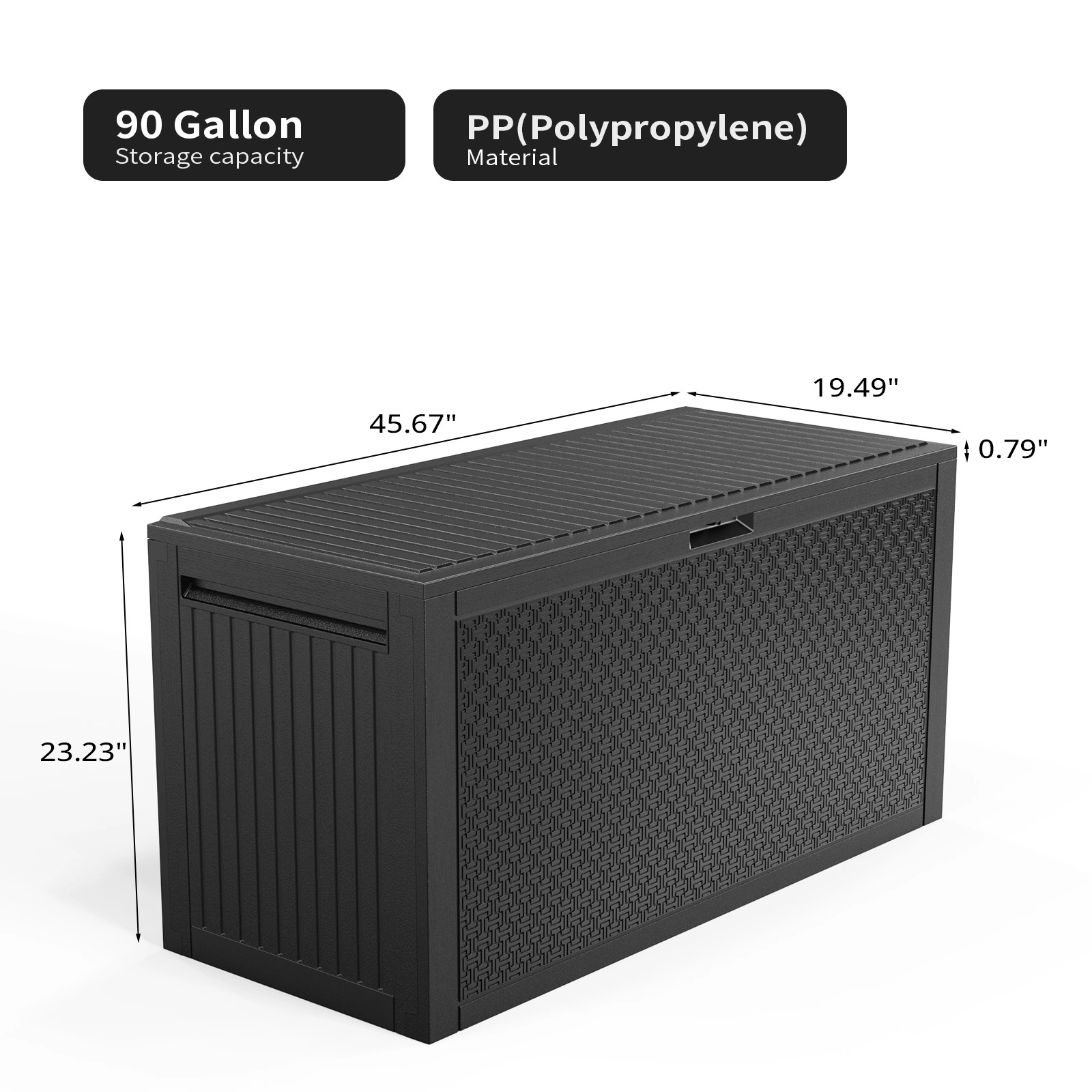 90gal Outdoor Garden Plastic Storage Deck Box Chest Tools Cushions Toys Lockable Seat view 3