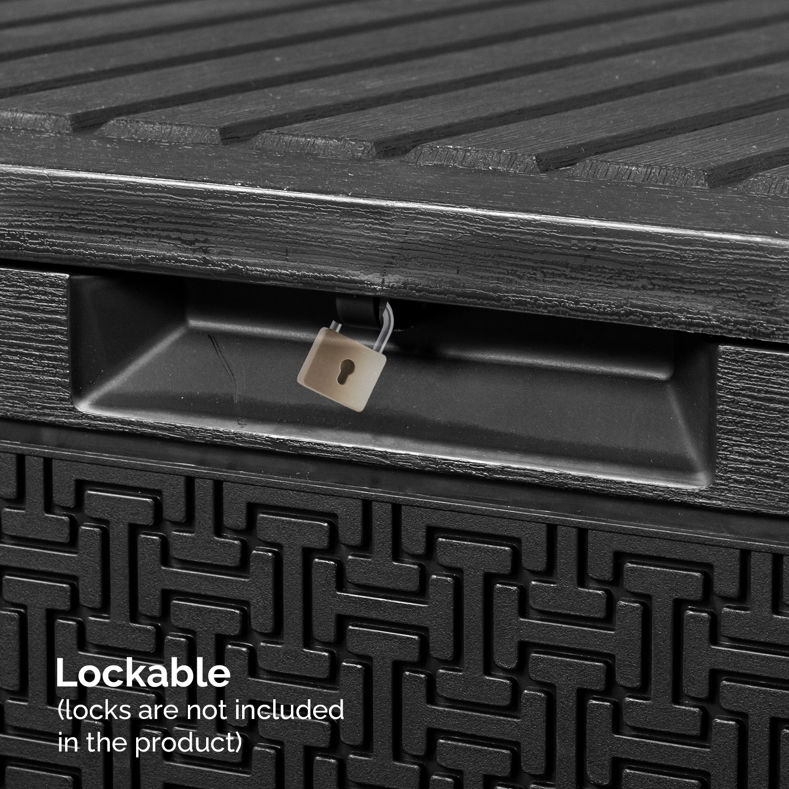 90gal Outdoor Garden Plastic Storage Deck Box Chest Tools Cushions Toys Lockable Seat view 7