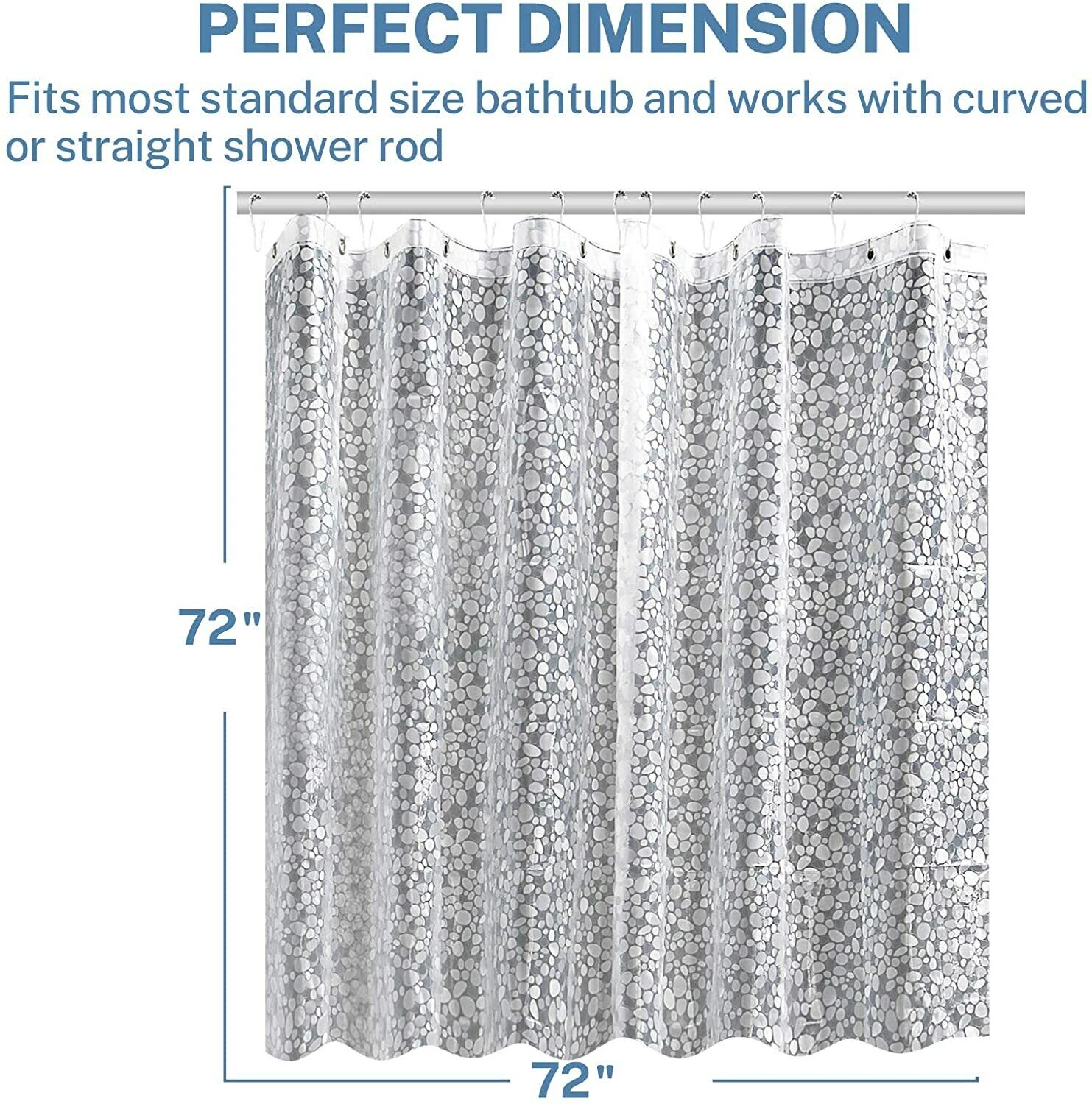 NEW 3D Printed Shower Curtain 180x180cm - Waterproof Anti-Mold Antibacterial with 12 Rings view 3