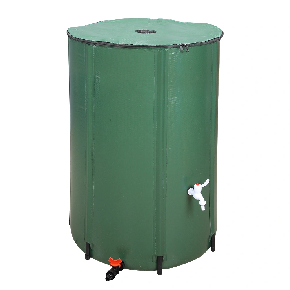 132 Gallon Folding Rain Barrel, Collapsible Water Collector & Storage Tank for Garden Irrigation, Green