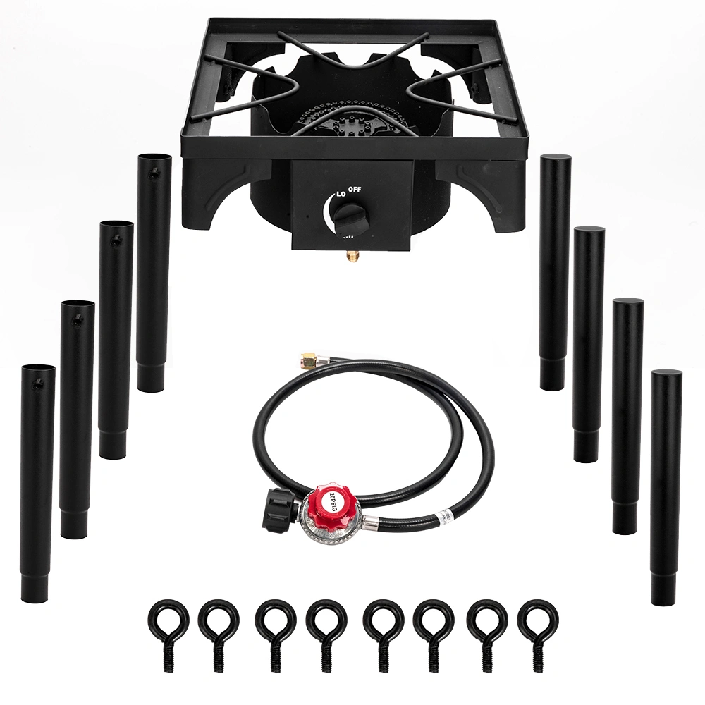 Outdoor Camp Stove High Pressure Propane Gas Cooker Portable Cast Iron Patio Cooking Burner (Single Burner 75000-BTU) view 10