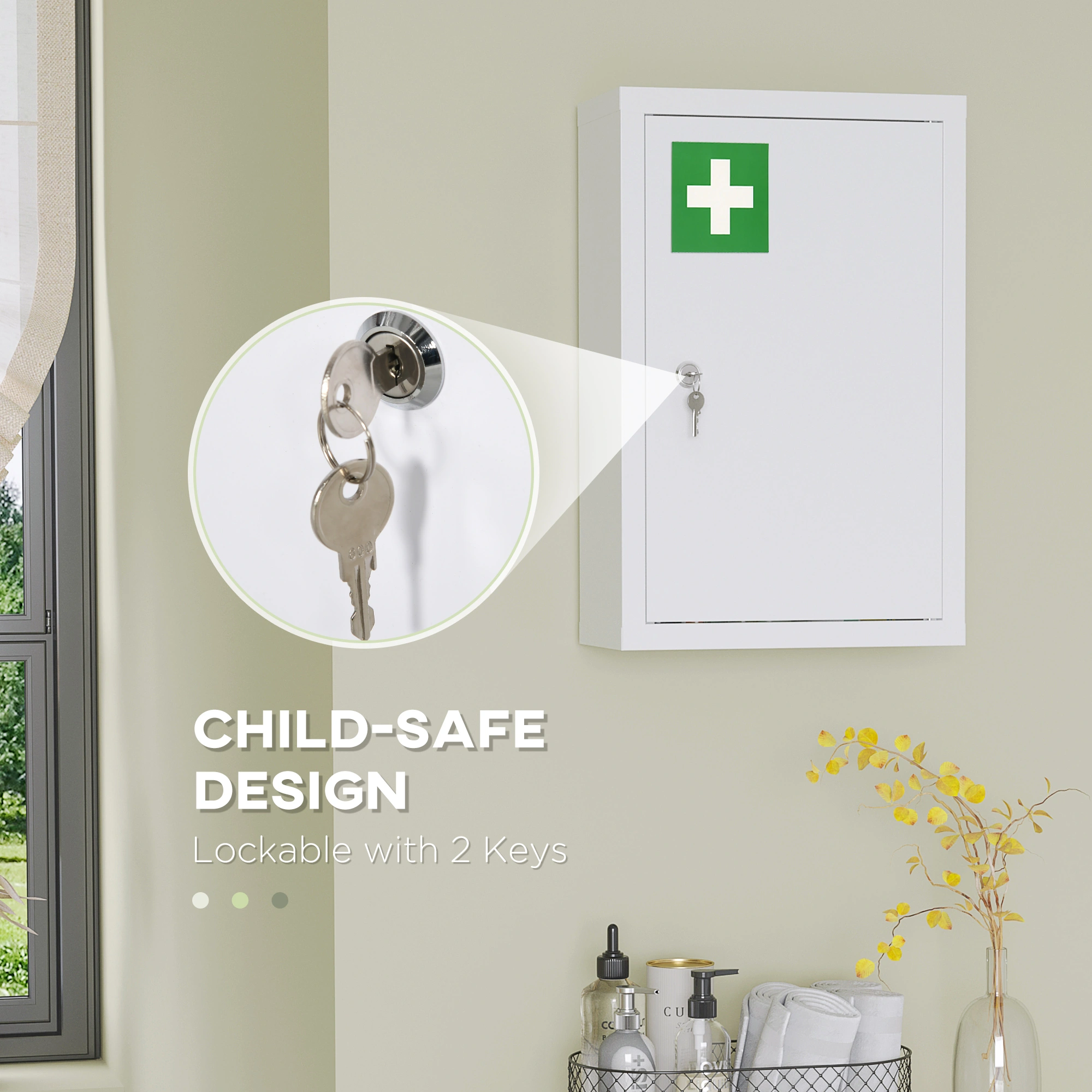 Wall Mounted Medicine Cabinet - Bathroom Storage Organizer with Mirror view 3