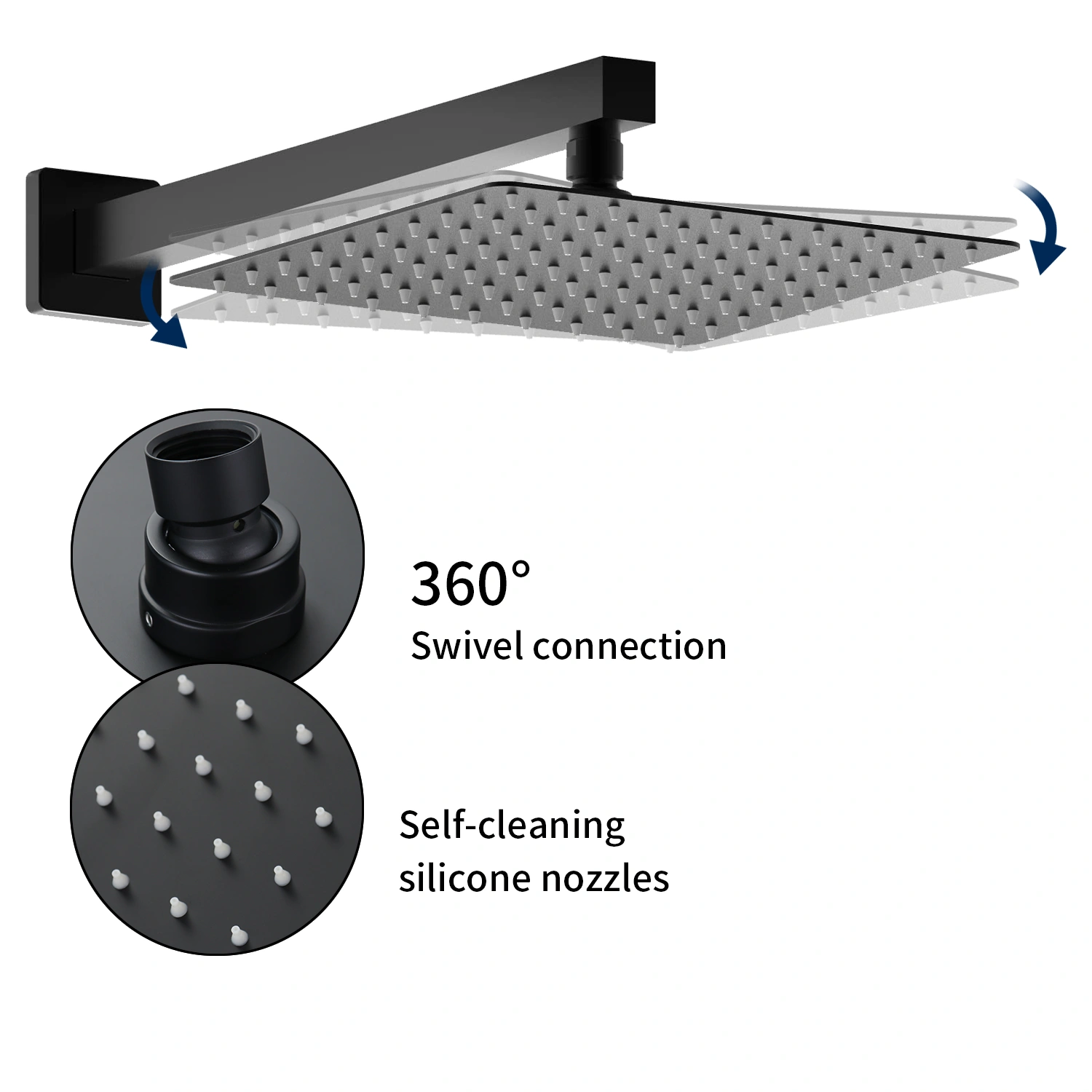 Male NPT Matte Black Shower System, Shower Faucet Set for Bathroom Shower Fixtures with 12 Inch Rain Shower Head and Handheld[Unable ship on weekends, TK/TEMU only for pickup, only TX10643 warehouse supports GOFO] view 4