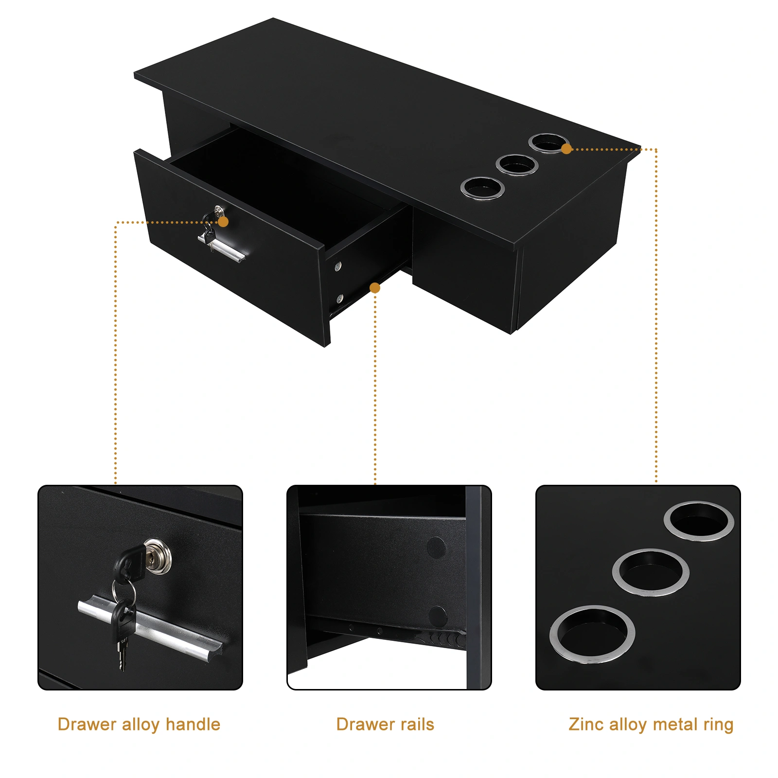 Classic Salon Wall Mount Styling Station Beauty Salon Spa Locking Cabinet Black view 14
