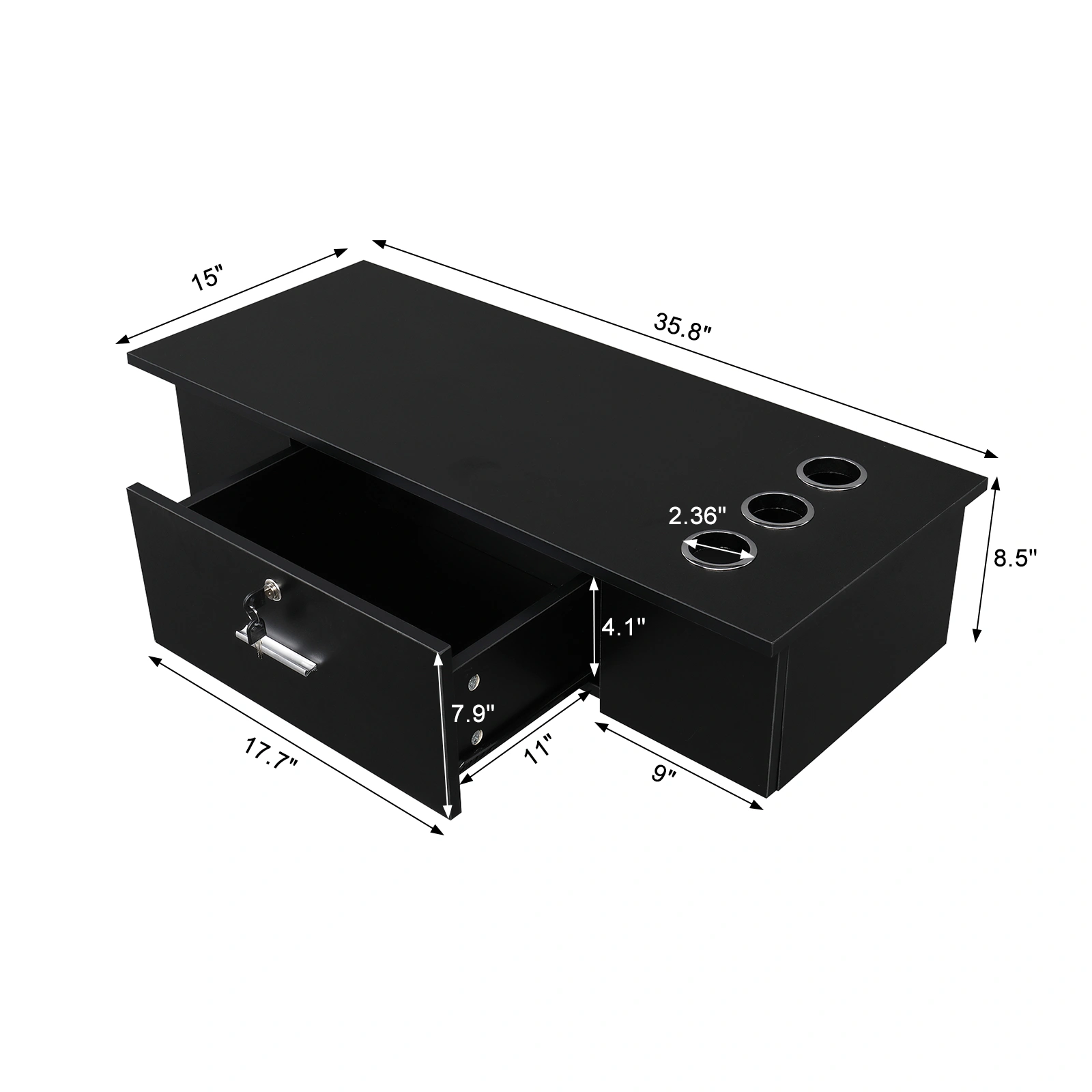 Classic Salon Wall Mount Styling Station Beauty Salon Spa Locking Cabinet Black view 24