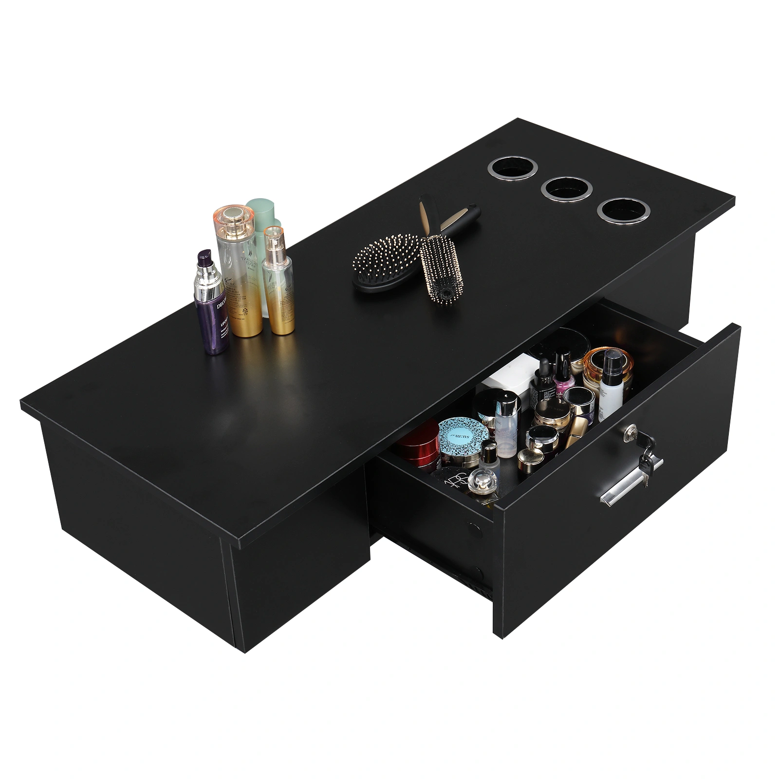 Classic Salon Wall Mount Styling Station Beauty Salon Spa Locking Cabinet Black view 8